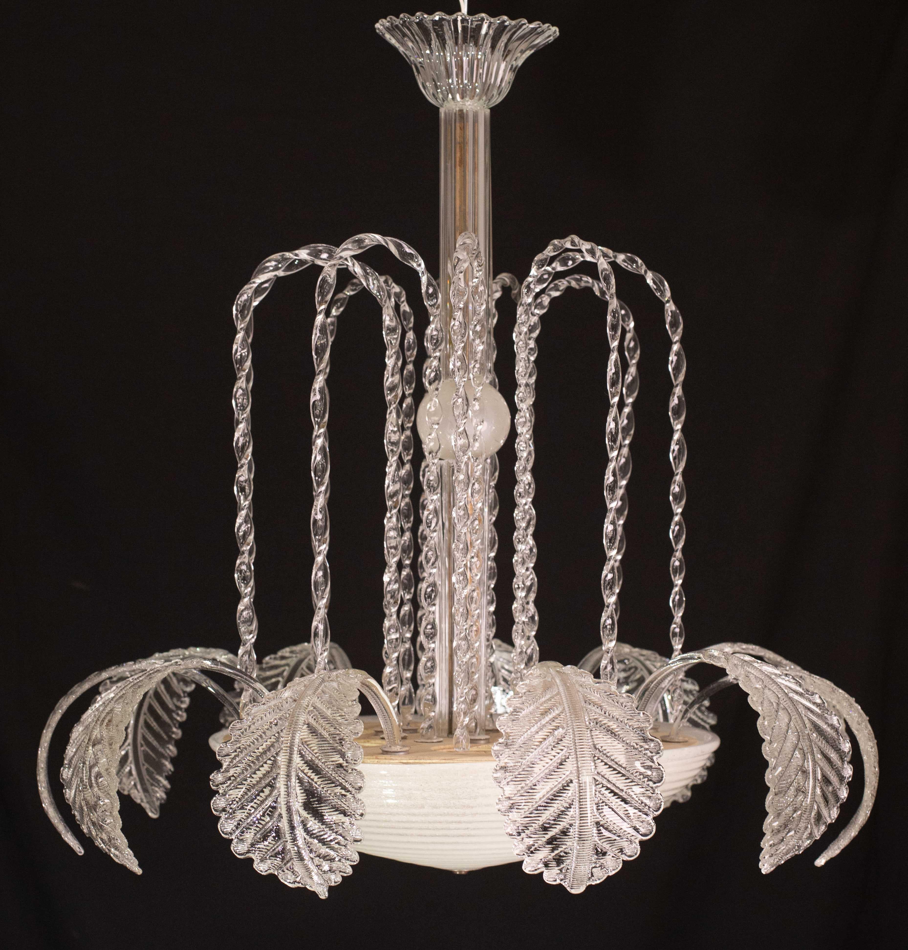 Eleganza Art Decò, lampadario Barovier&Toso, vetro di Murano, anni '50 in vendita 3
