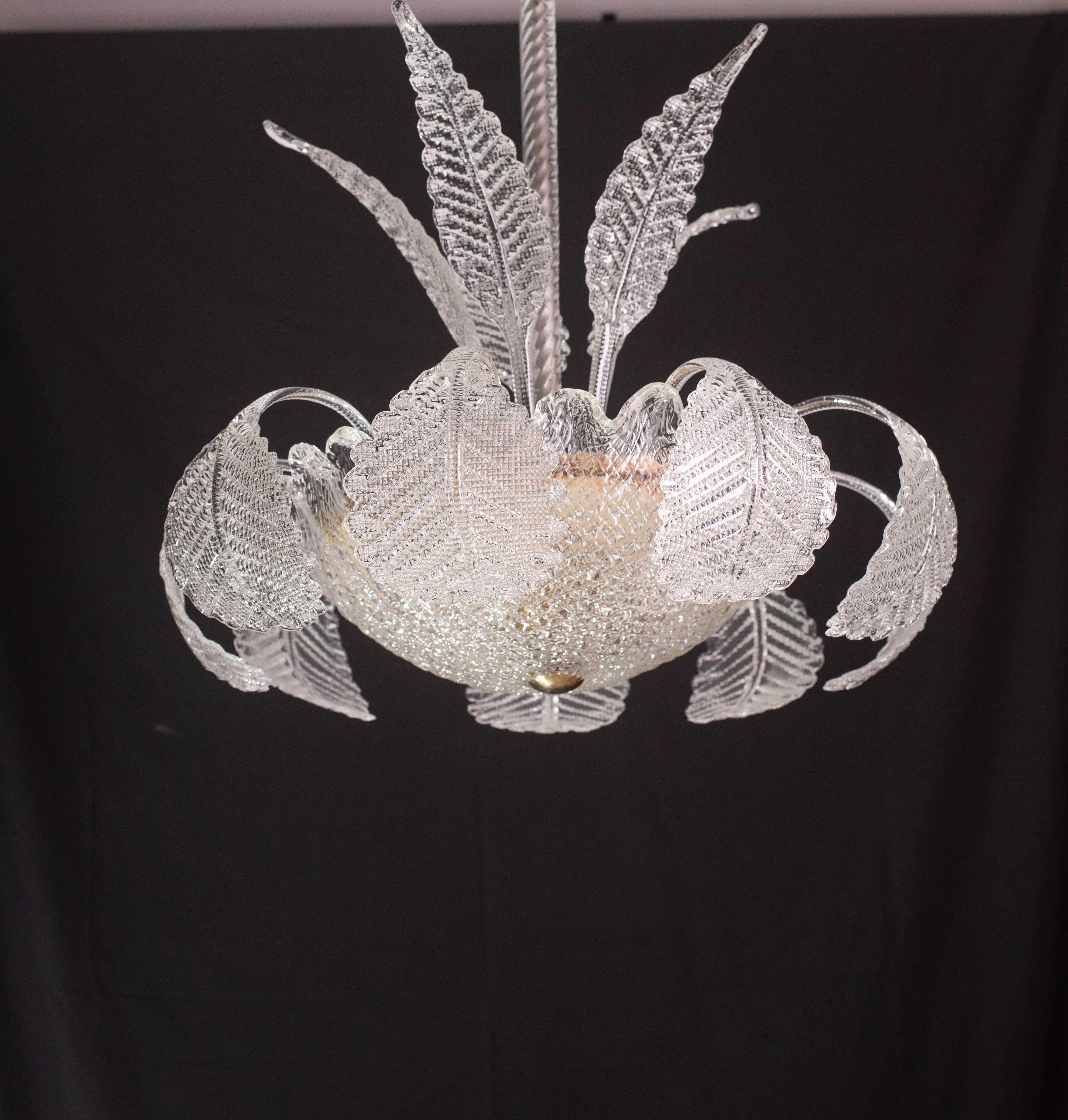 Eleganza Art Decò, lampadario Barovier&Toso, vetro di Murano, anni '50 4