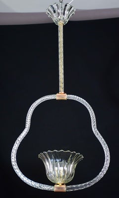 Elegant Art Decò Barovier & Toso Pendant Light Chandelier Murano Glass, 1950s
