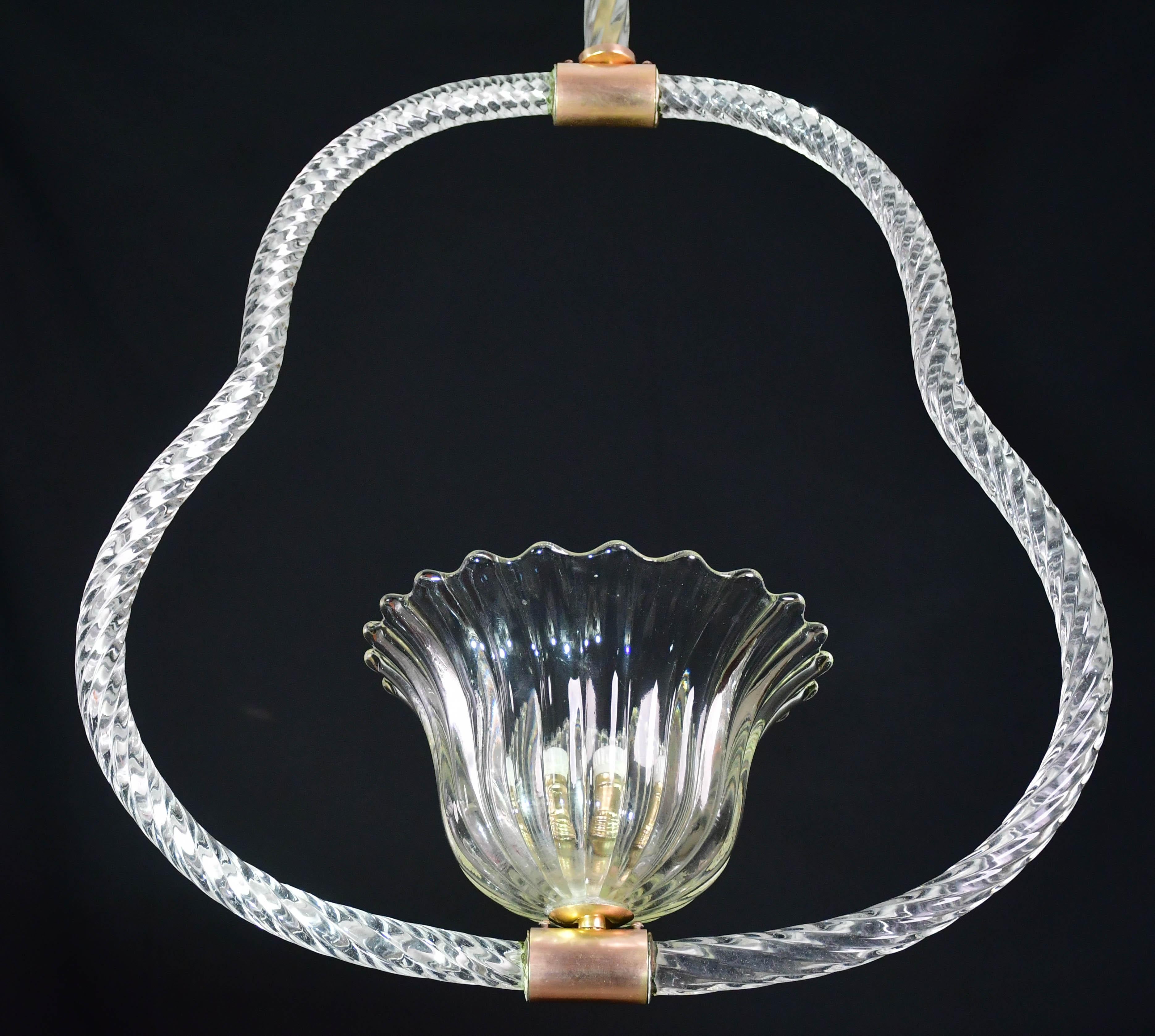 Verre de Murano Elegant lustre à suspension Barovier&Toso en verre de Murano, années 1950 en vente