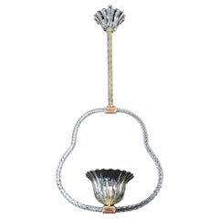 Elegant Art Decò Barovier & Toso Pendant Light Chandelier Murano Glass, 1950s