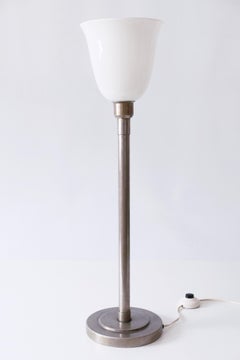 Elegant Art Deco Bauhaus Nickel-Plated Brass Table Lamp or Floor Light, 1930s