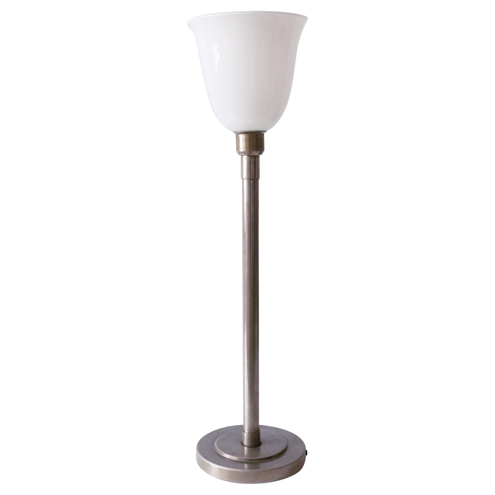 Elegant Art Deco Bauhaus Nickel-Plated Brass Table Lamp or Floor Light, 1930s For Sale