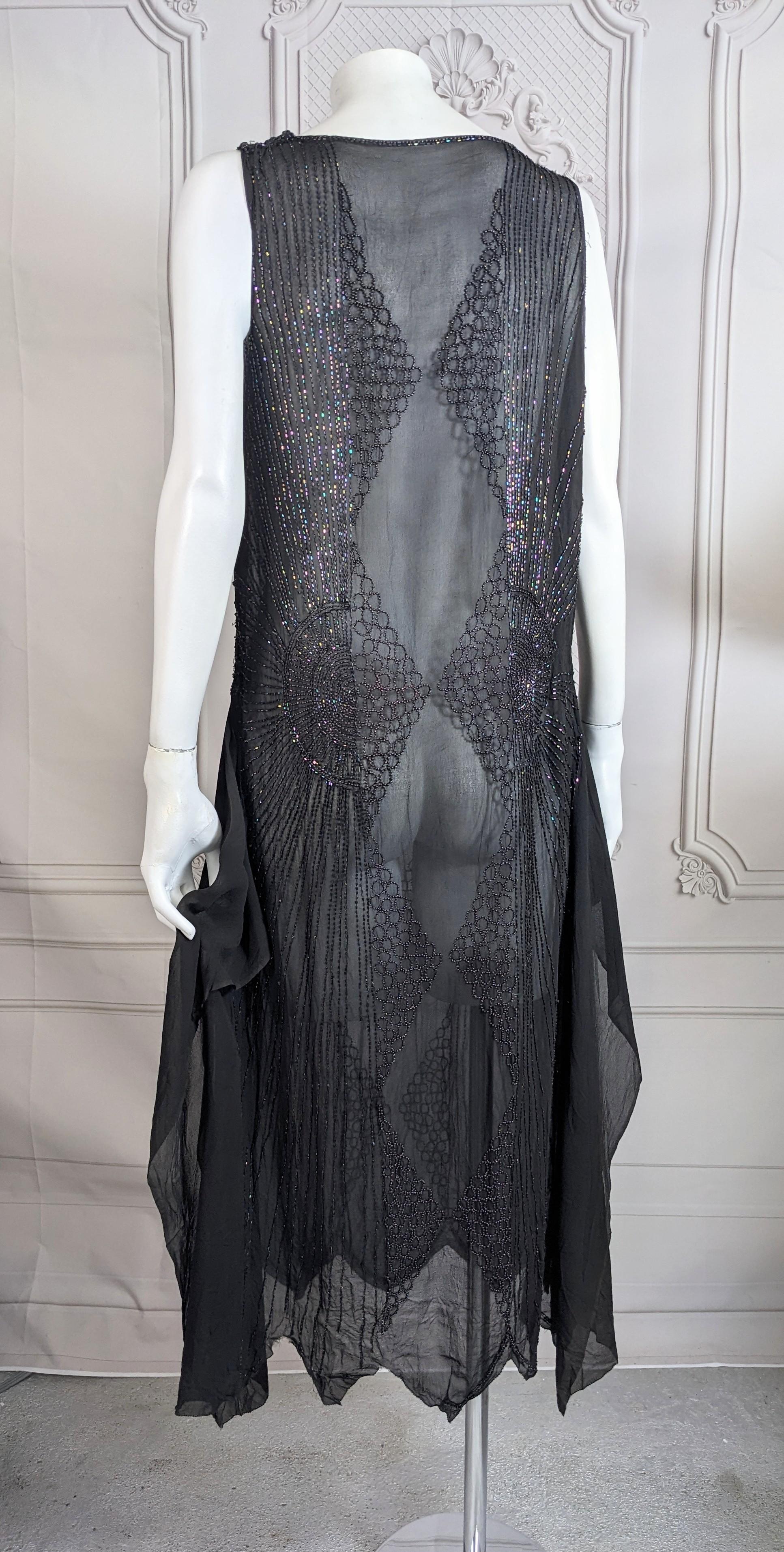 Elegant Art Deco Beaded Chiffon Tunic Dress For Sale 5