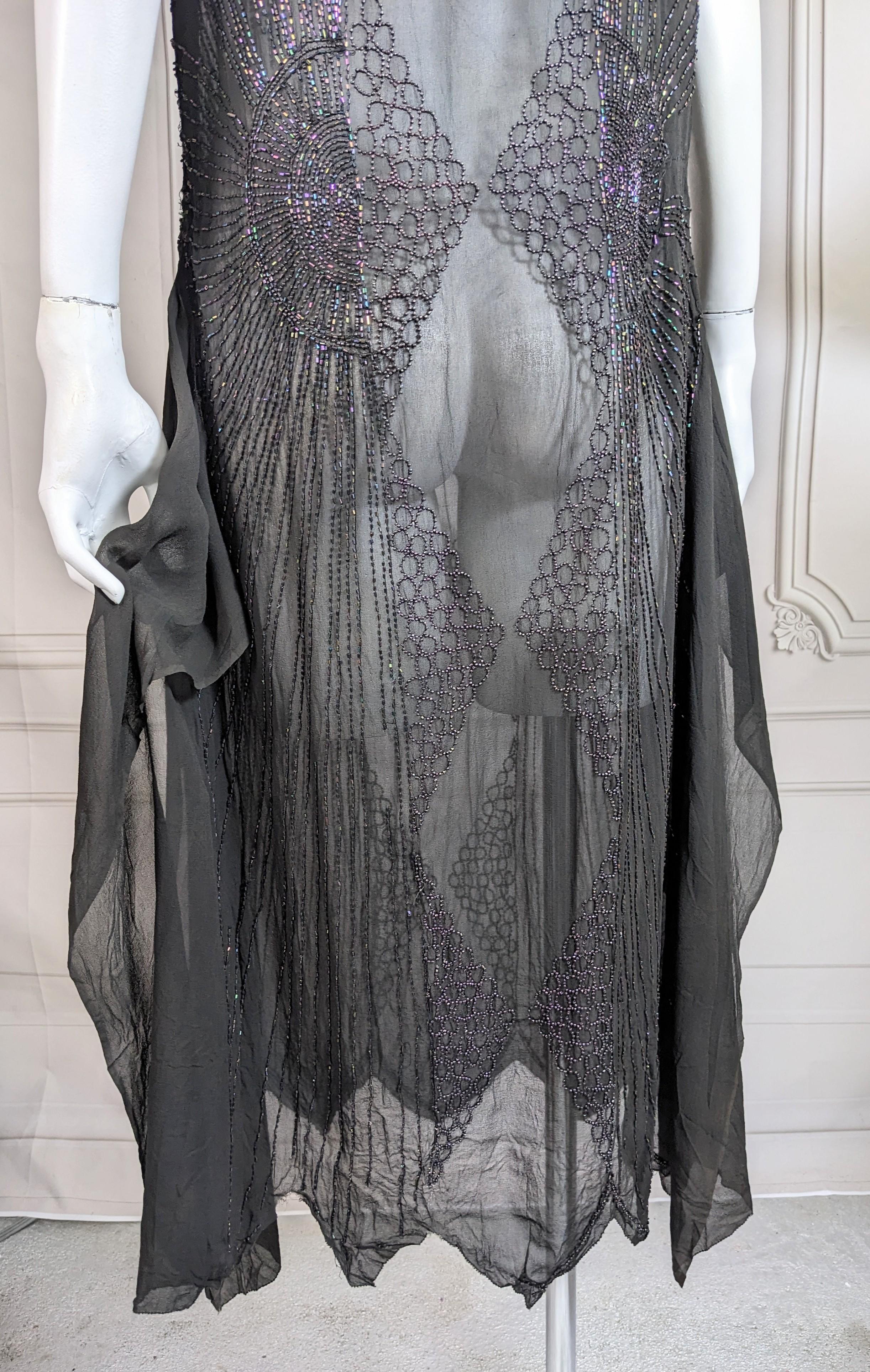 Elegant Art Deco Beaded Chiffon Tunic Dress For Sale 6