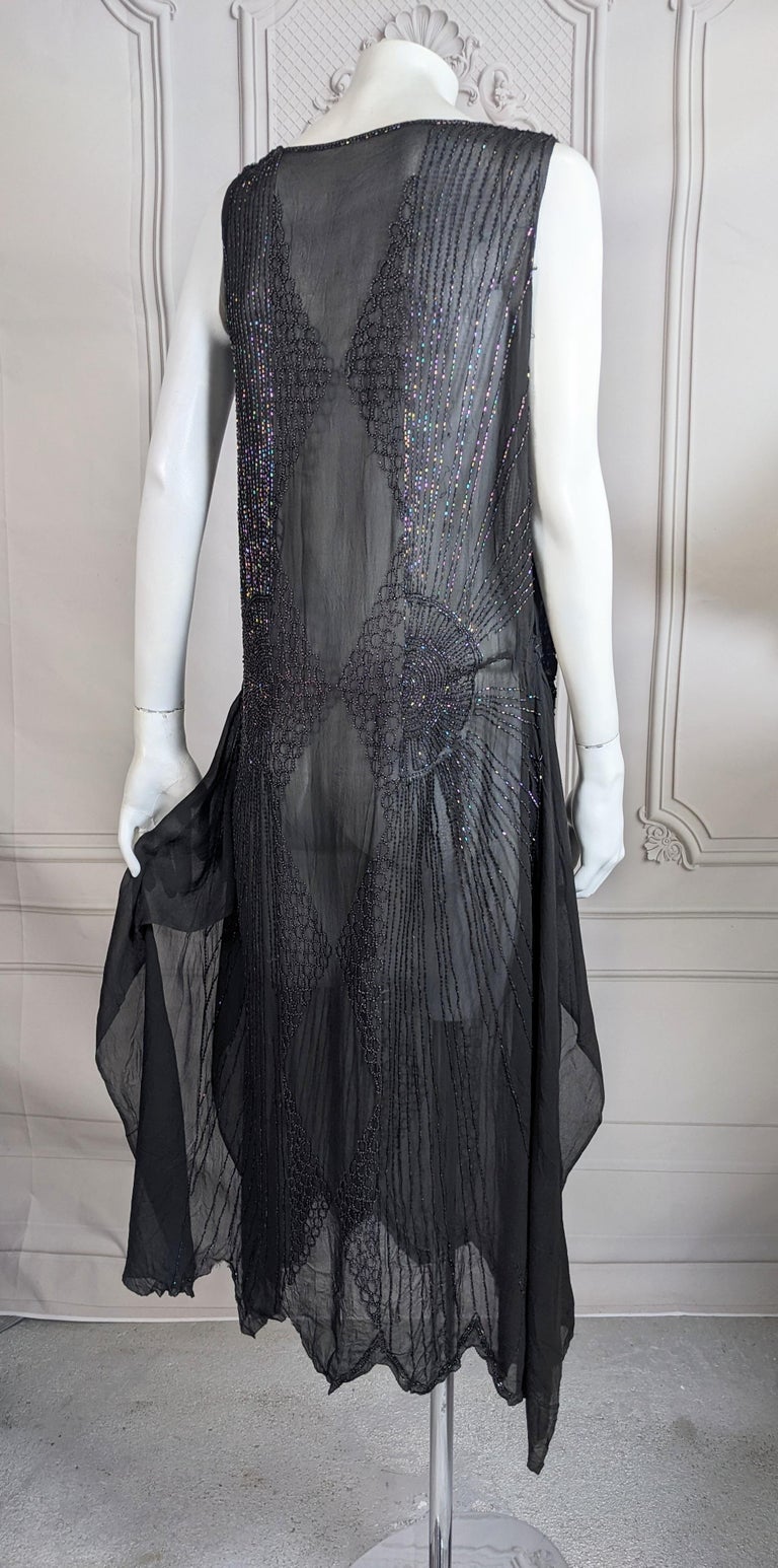 Elegant Art Deco Beaded Chiffon Tunic Dress
