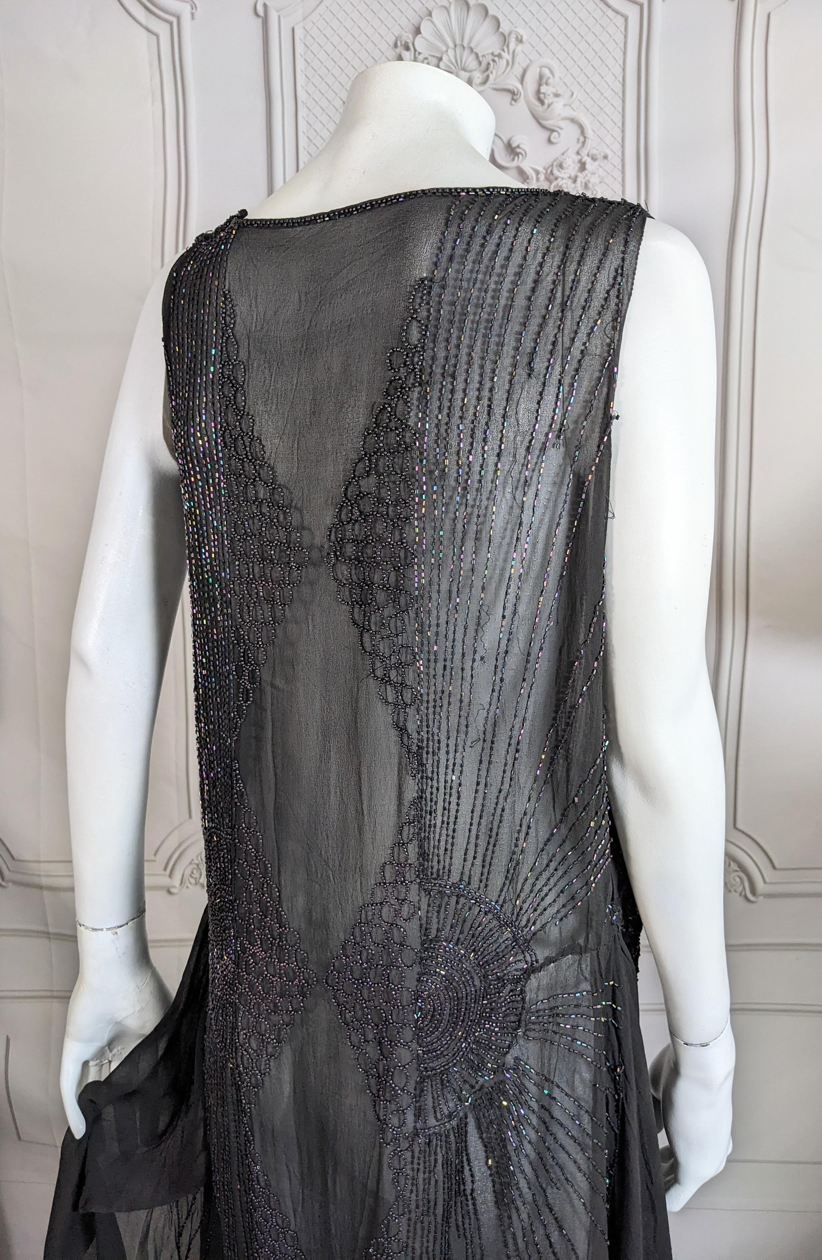 Elegant Art Deco Beaded Chiffon Tunic Dress For Sale 8