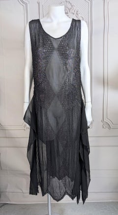 Elegant Art Deco Beaded Chiffon Tunic Dress