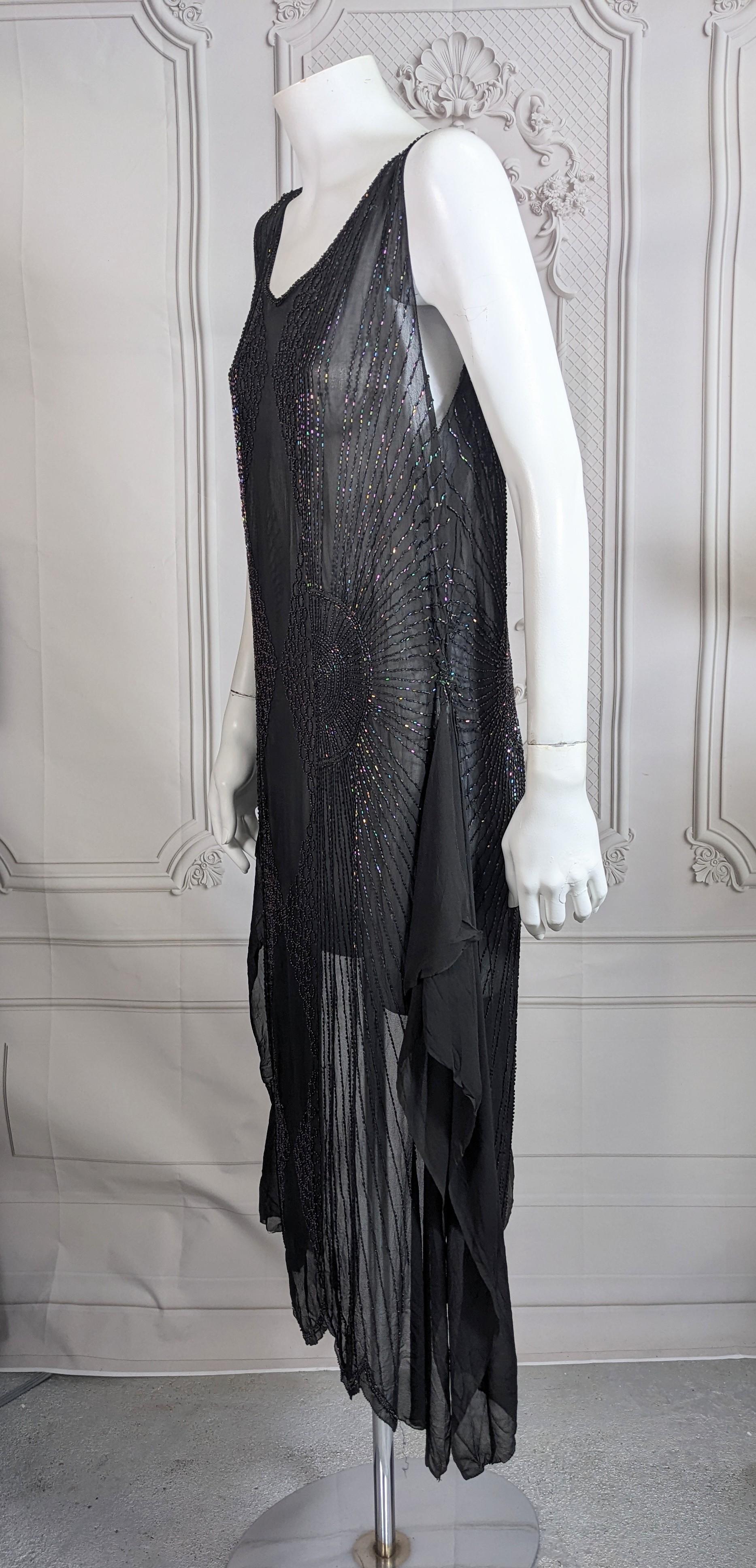 Women's or Men's Elegant Art Deco Beaded Chiffon Tunic Dress For Sale
