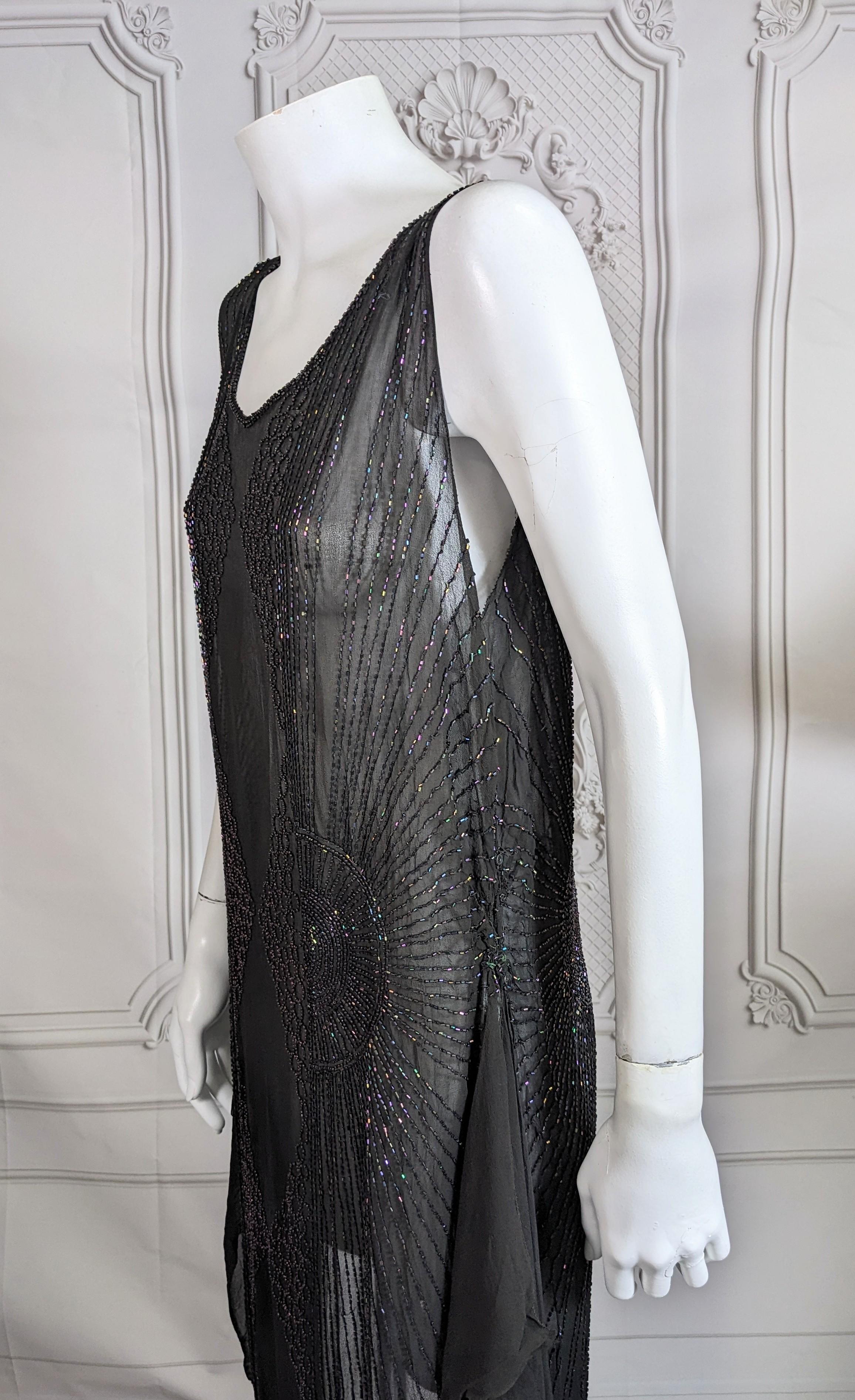 Elegant Art Deco Beaded Chiffon Tunic Dress For Sale 1