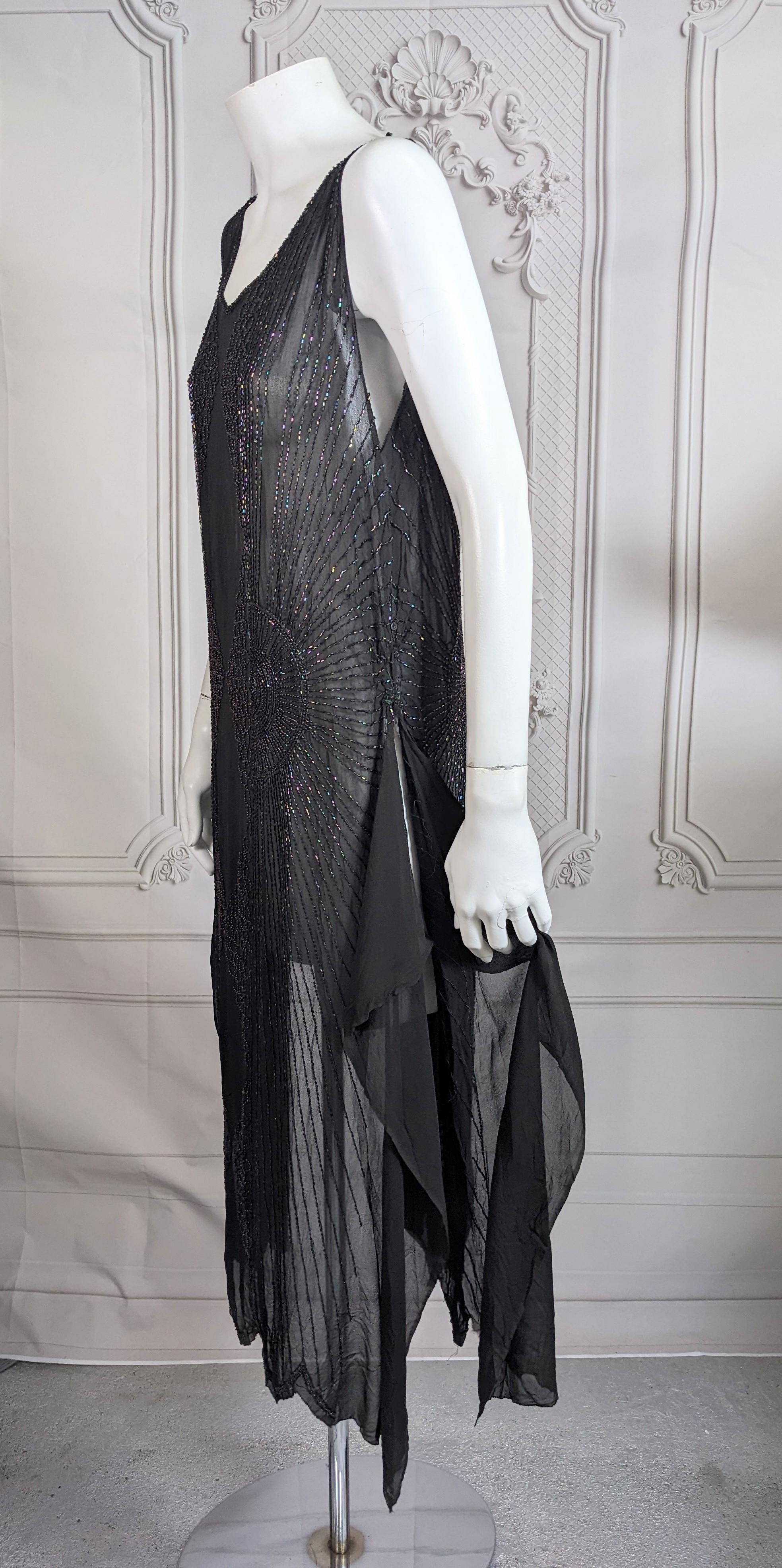 Elegant Art Deco Beaded Chiffon Tunic Dress For Sale 2