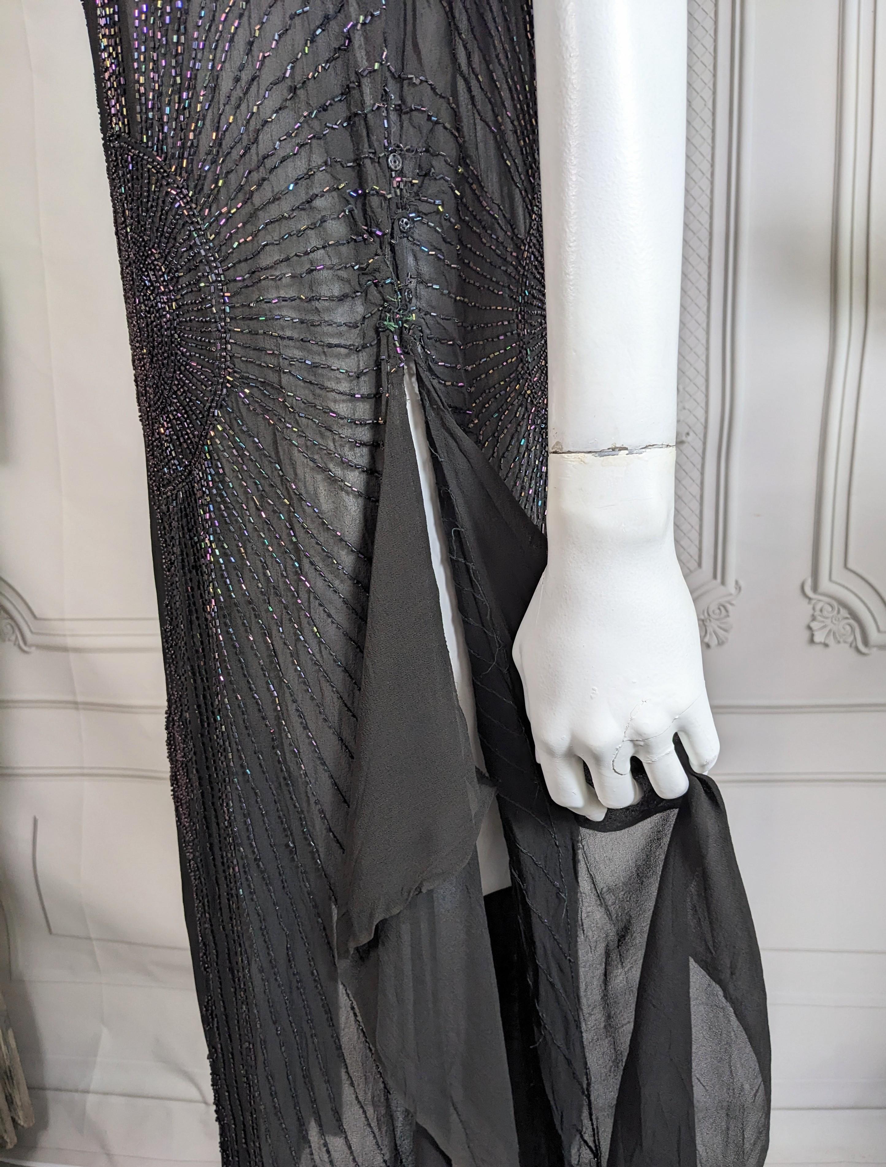 Elegant Art Deco Beaded Chiffon Tunic Dress For Sale 3