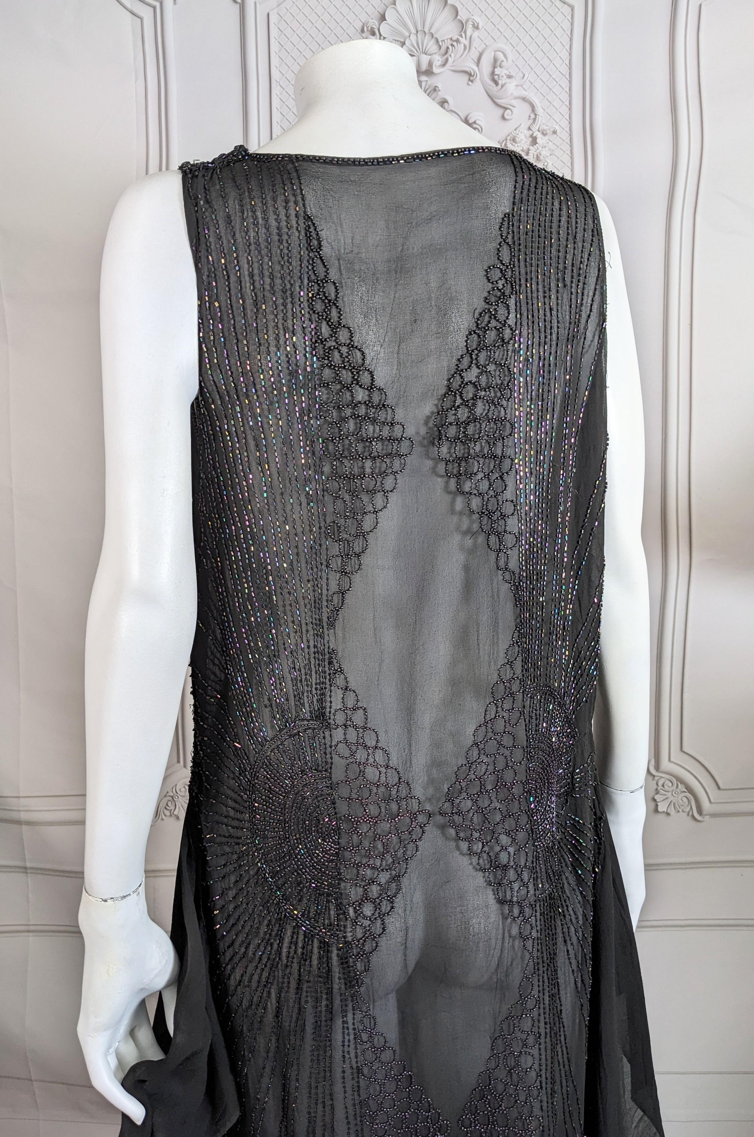 Elegant Art Deco Beaded Chiffon Tunic Dress For Sale 4
