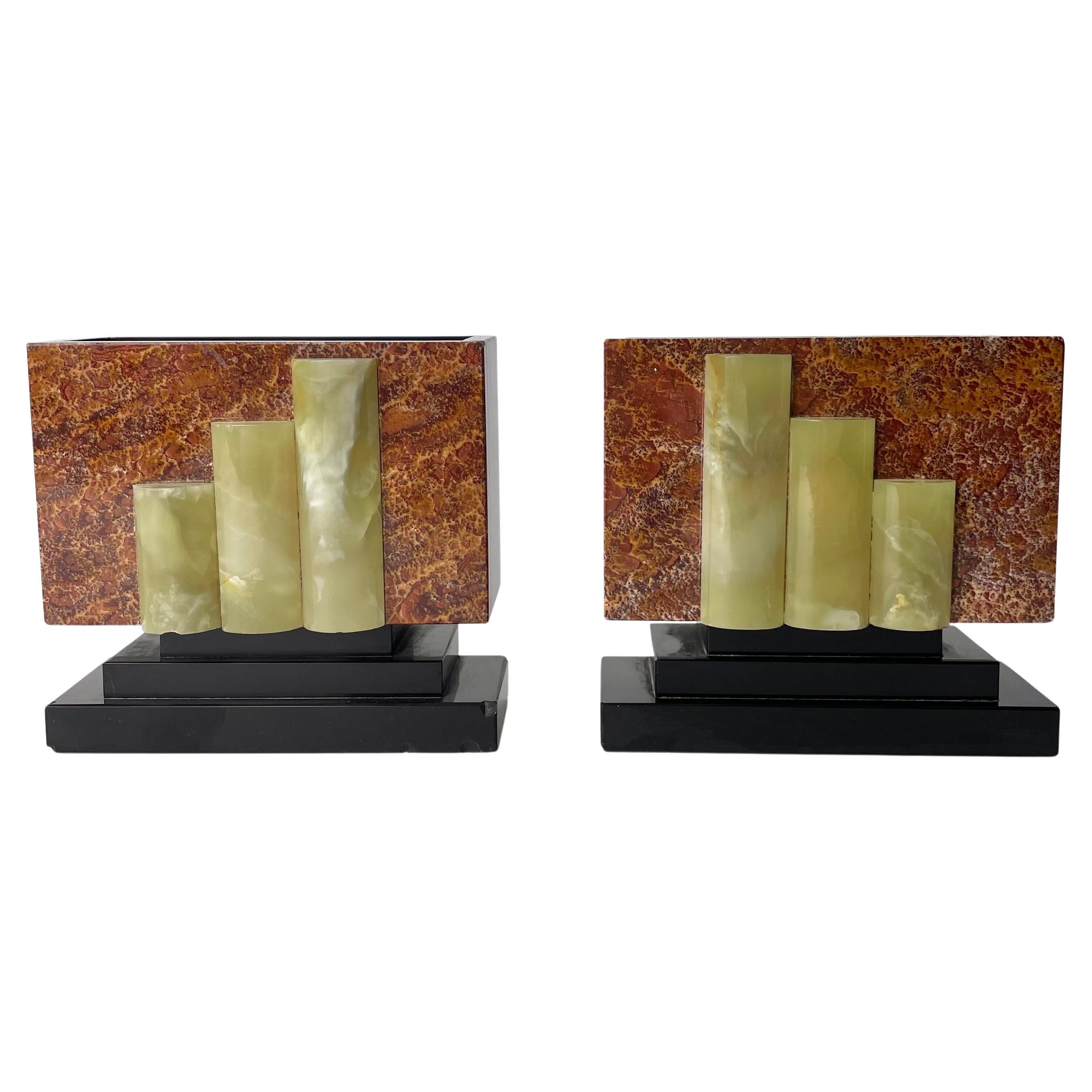 Elegant Art Deco Bookstands, Featuring 3 Marble Types, 1920s-1930s