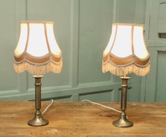 Elegant Art Deco Brass Column Bedside Lamps This is a very attractive pair