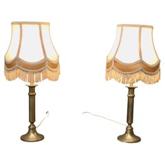 Elegant Art Deco Brass Column Bedside Lamps This is a very attractive pair