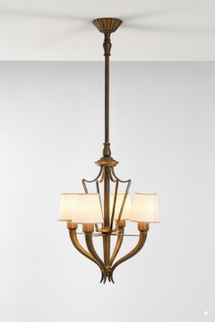 Elegant Art Deco bronze chandelier by Emilio Lancia for Italo Carlotti, Italy