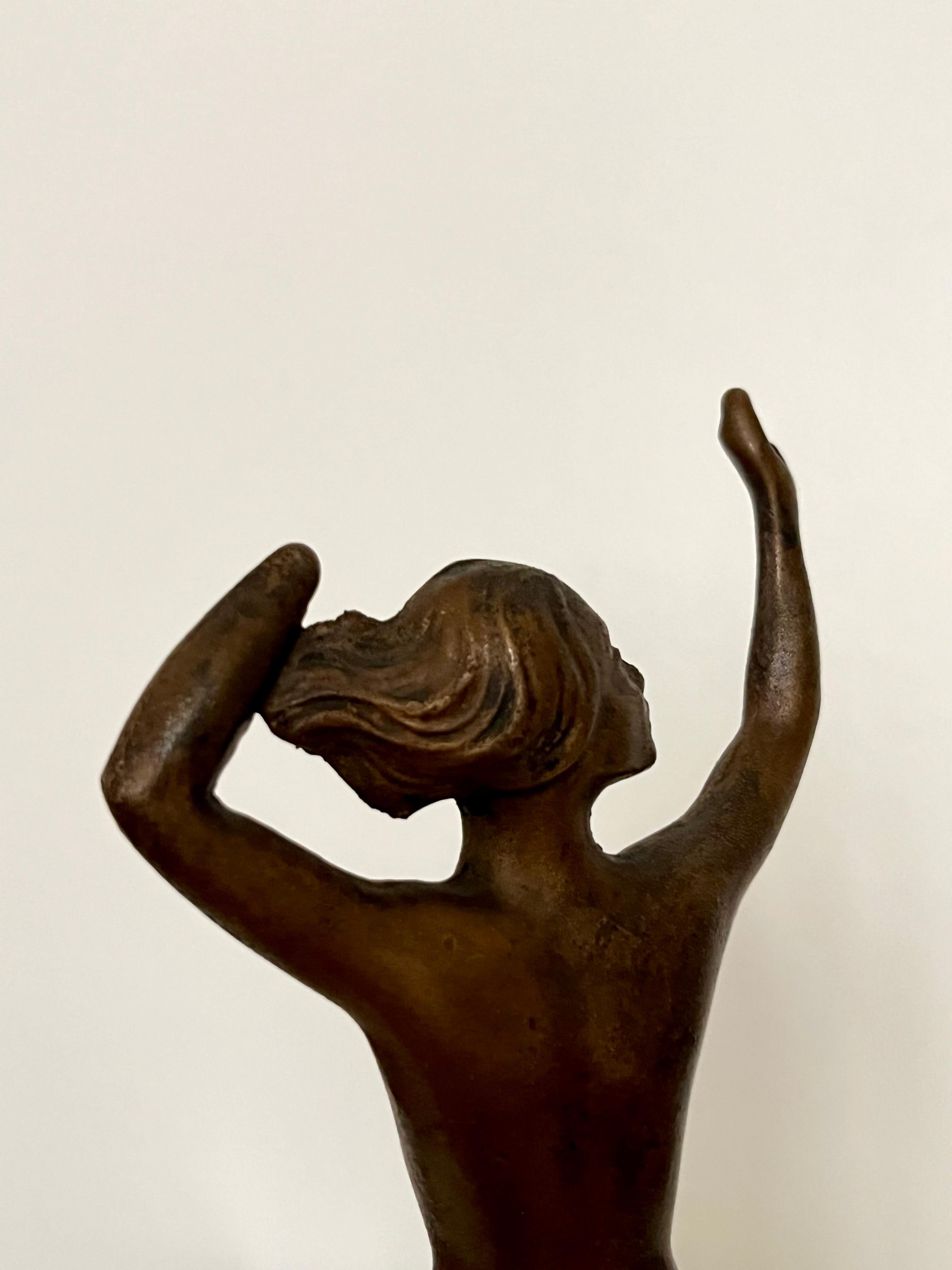Elegant Art Deco Bronze Figure of a Dancing Woman, Sweden, 1930s For Sale 5