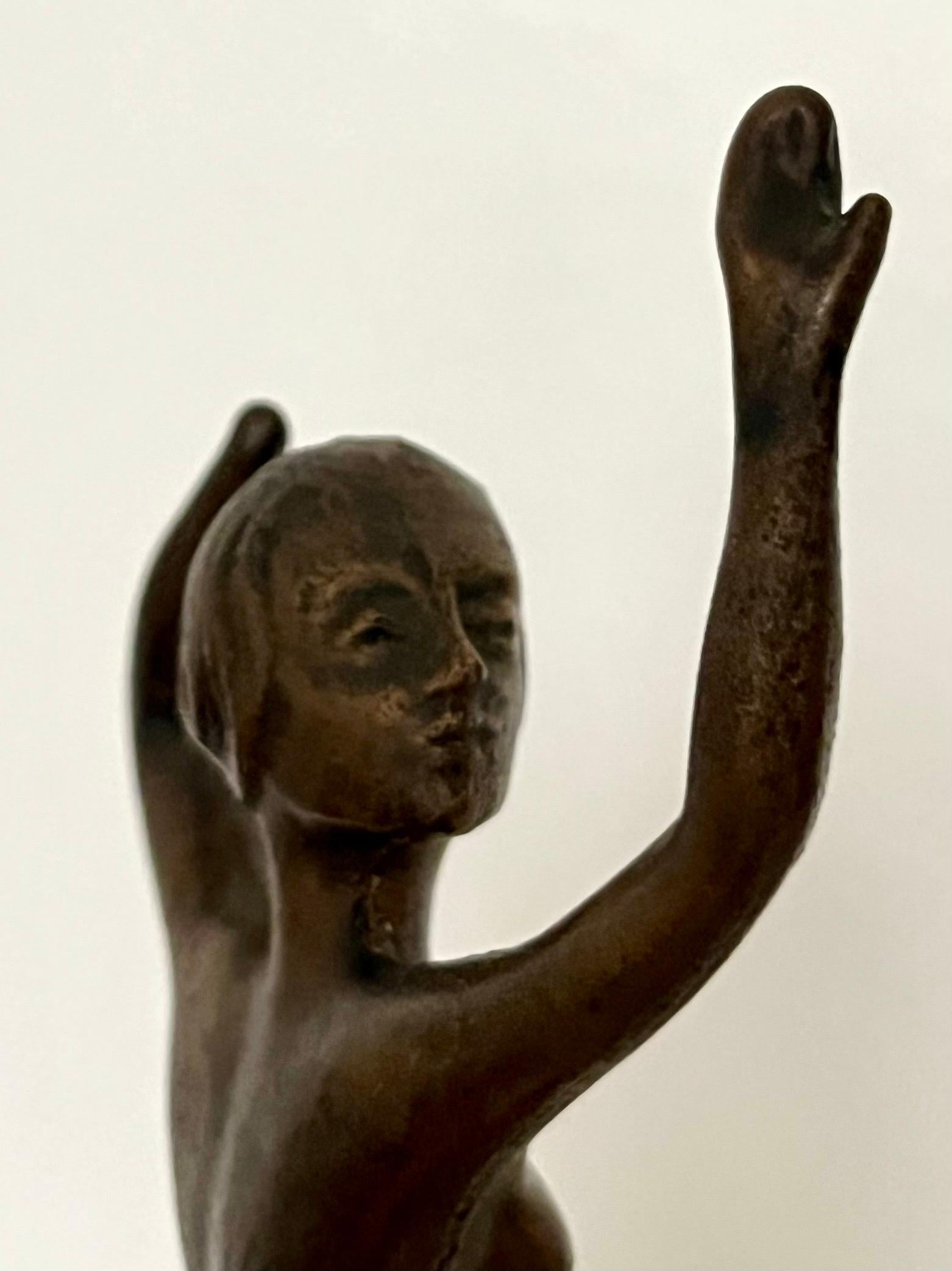 Elegant Art Deco Bronze Figure of a Dancing Woman, Sweden, 1930s For Sale 7