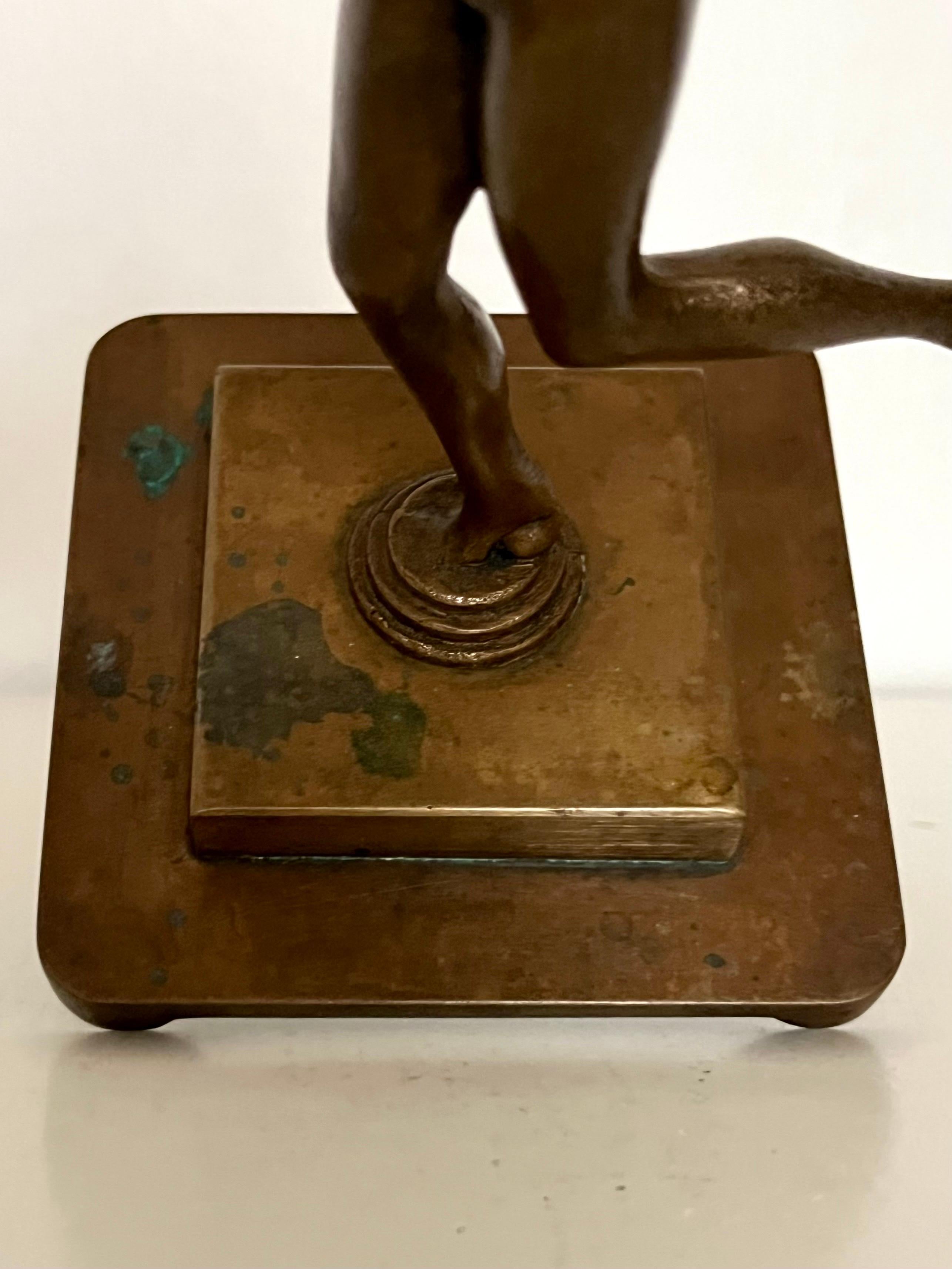 Elegant Art Deco Bronze Figure of a Dancing Woman, Sweden, 1930s For Sale 12