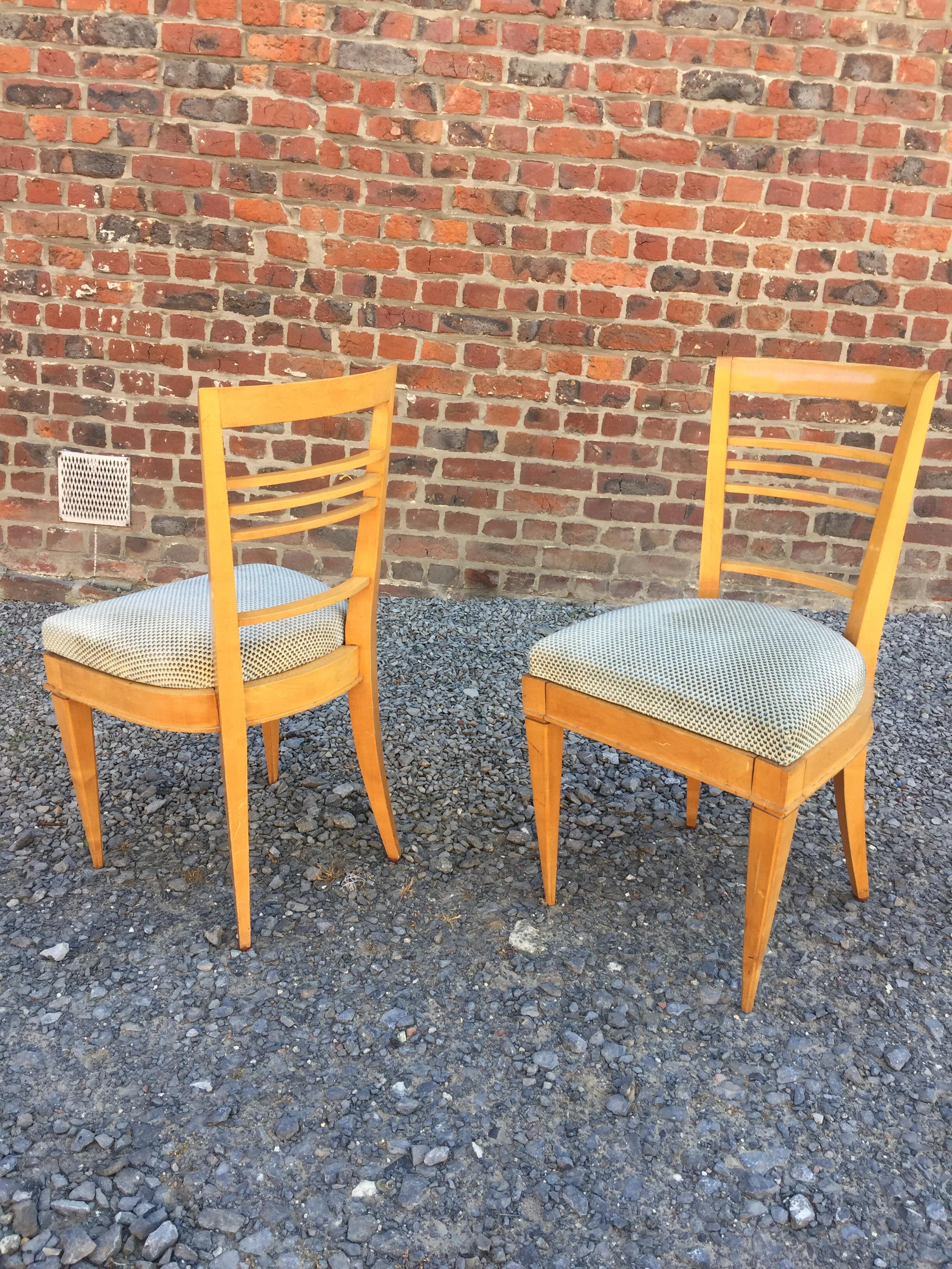 French Elegant Art Deco Chairs in the Style of André Arbus, circa 1940 For Sale