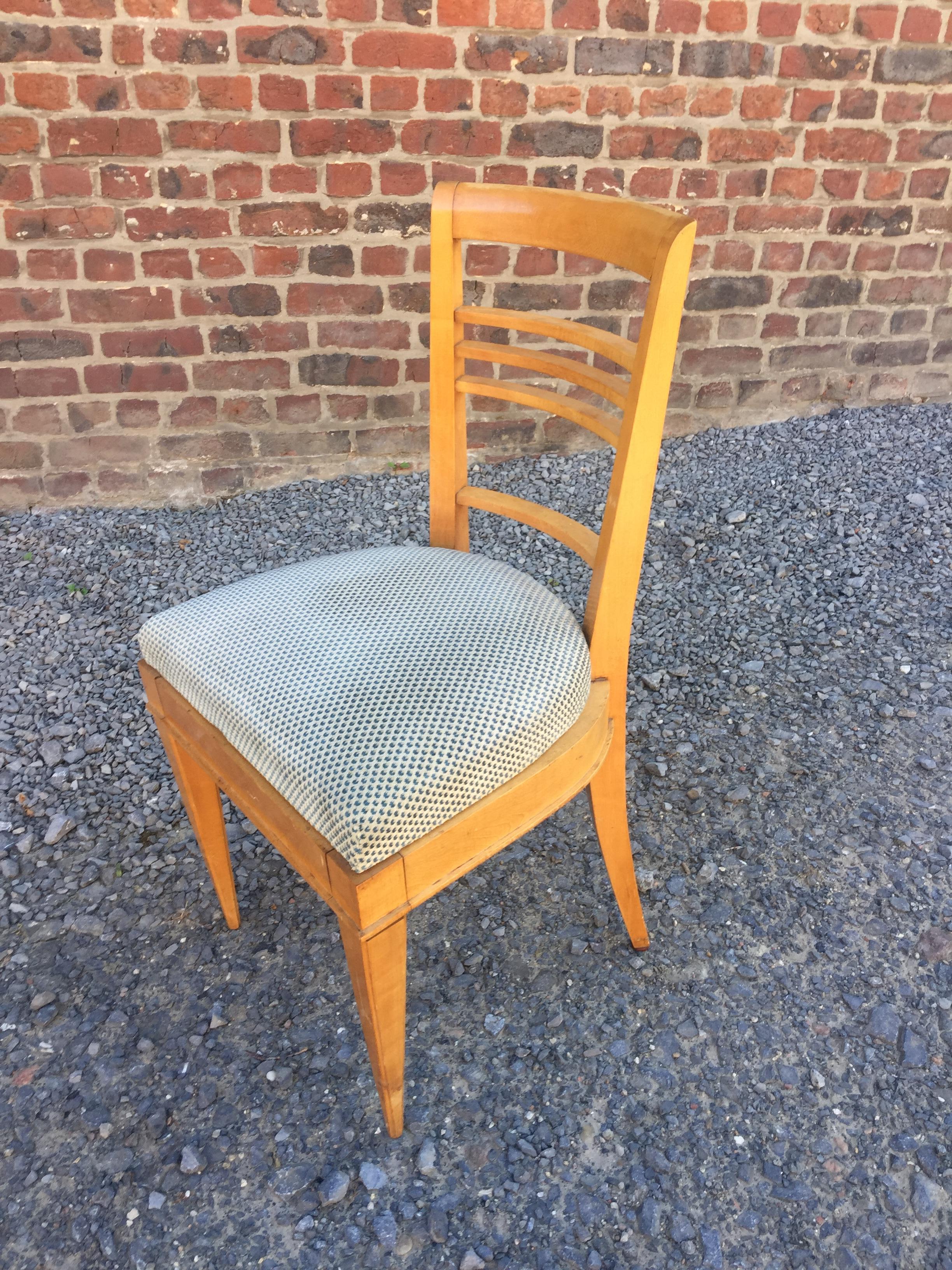 Elegante Art-Déco-Stühle im Stil von André Arbus, um 1940 (Buchenholz) im Angebot