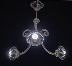 Elegant Art Decò Chandelier by Barovier e Toso, 1940s