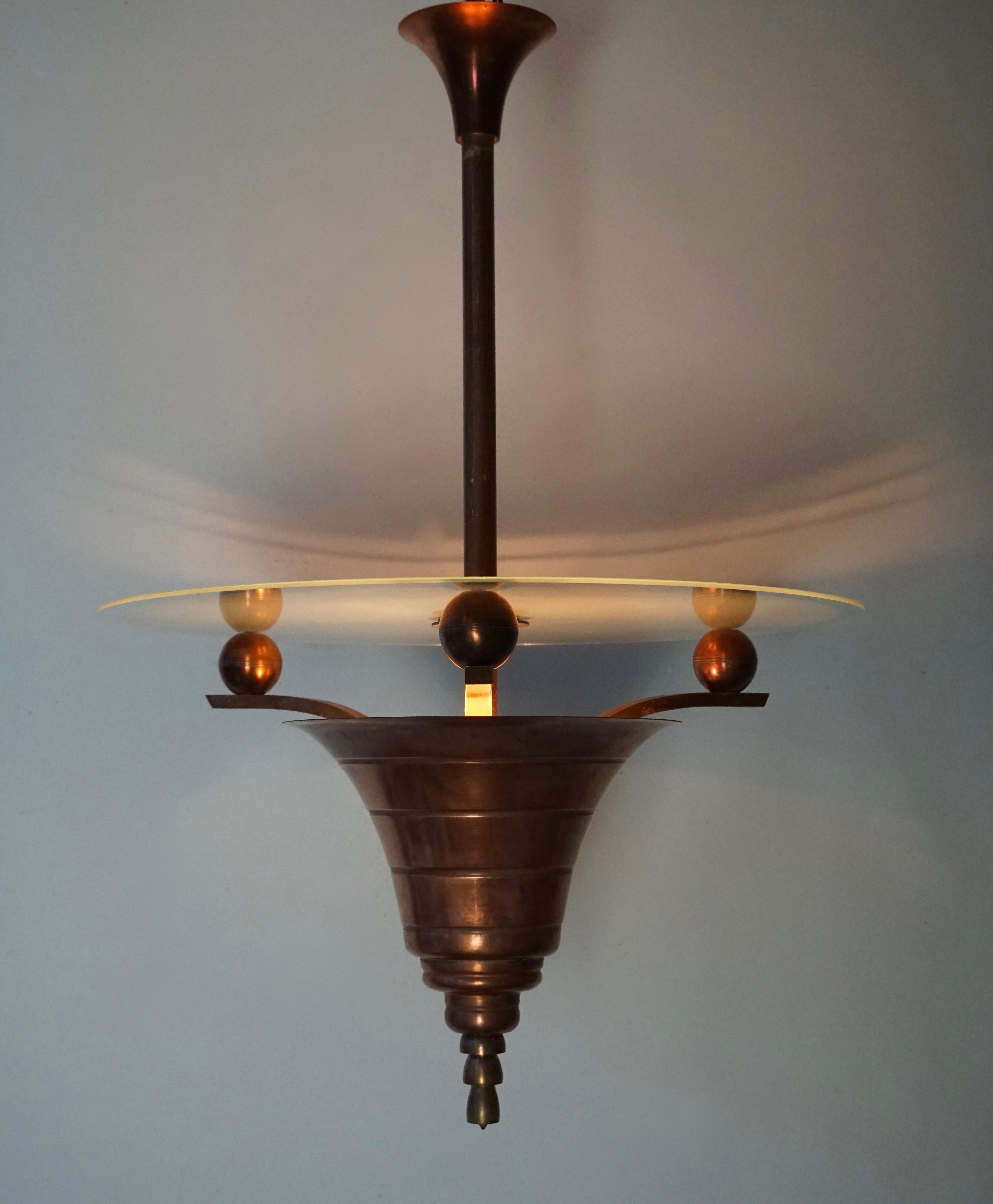 Elegant Art Deco Copper Pendant Chandelier 1