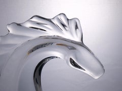 Elegant Art Deco Crystal Tall Horse Head Sculpture by Daum Crystal France