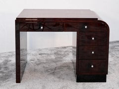 Elegante scrivania Art Déco con cassetti e design asimmetrico, Francia, anni '30