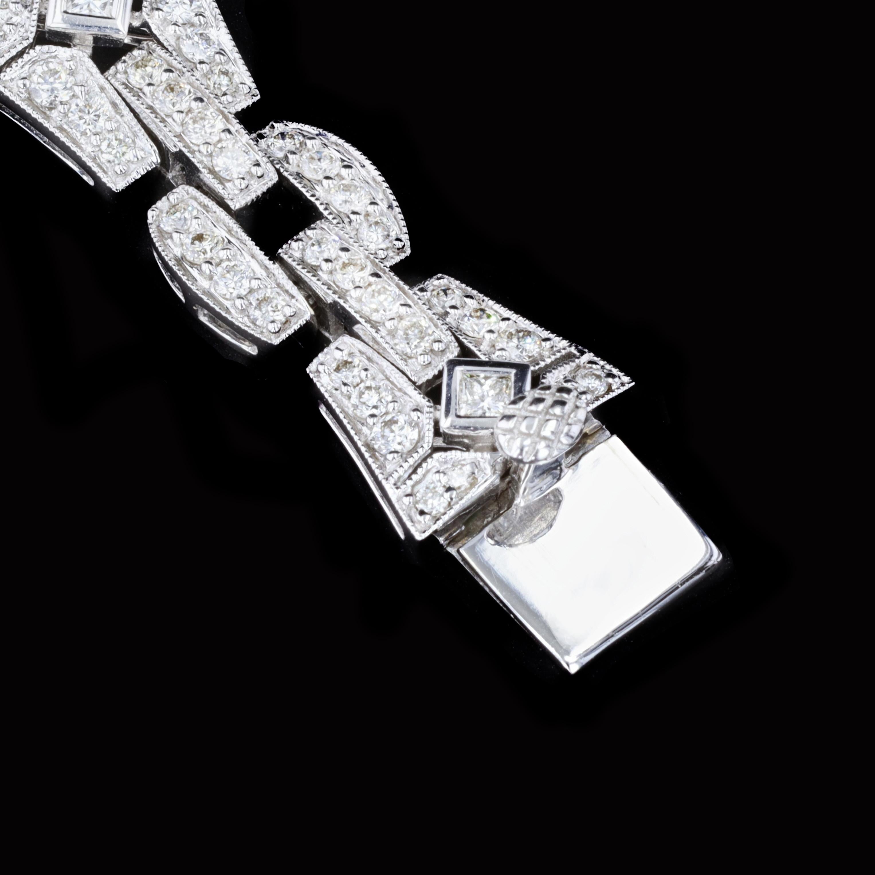 Women's Elegant Art Deco Diamond Link Estate Bracelet For Sale