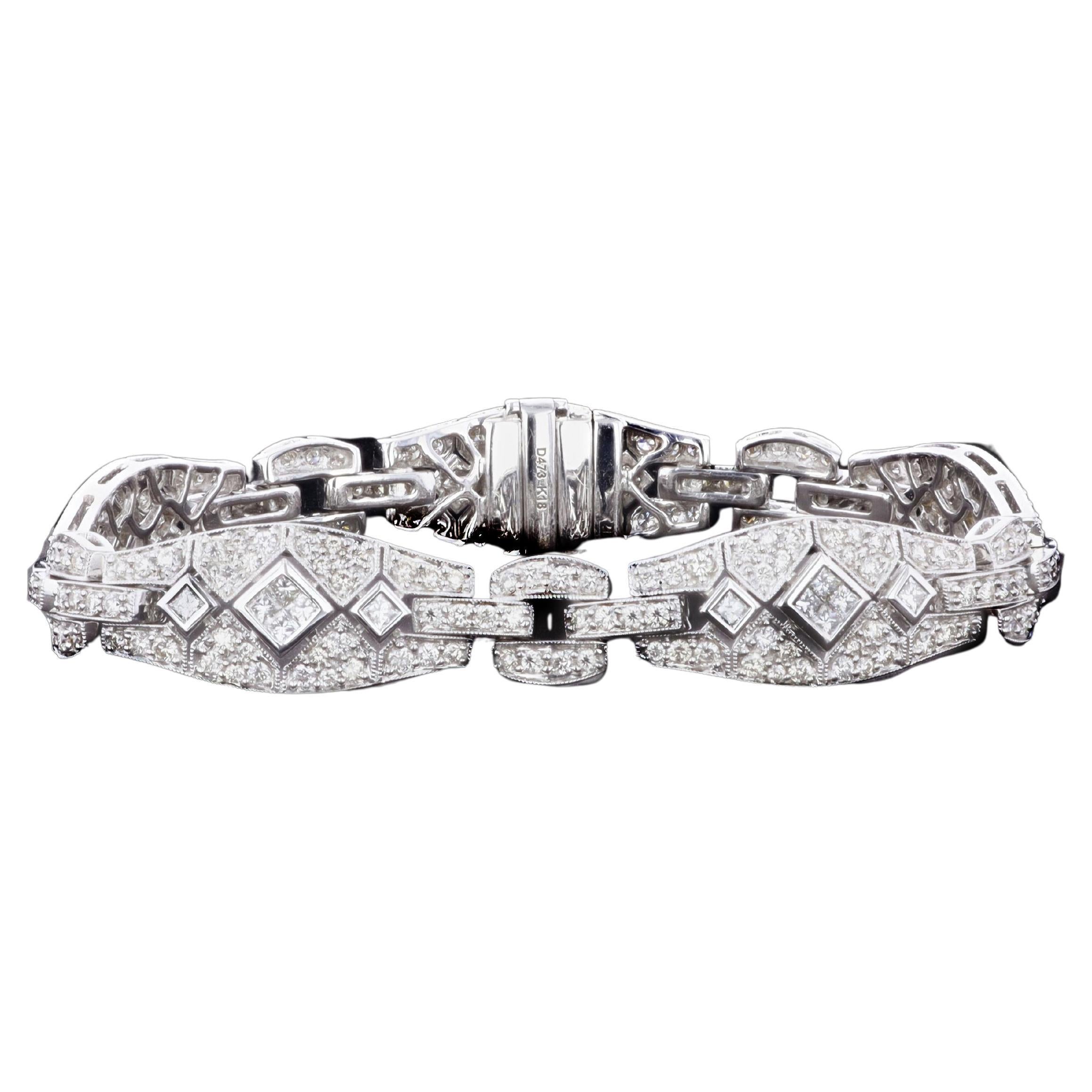 Elegant Art Deco Diamond Link Estate Bracelet For Sale