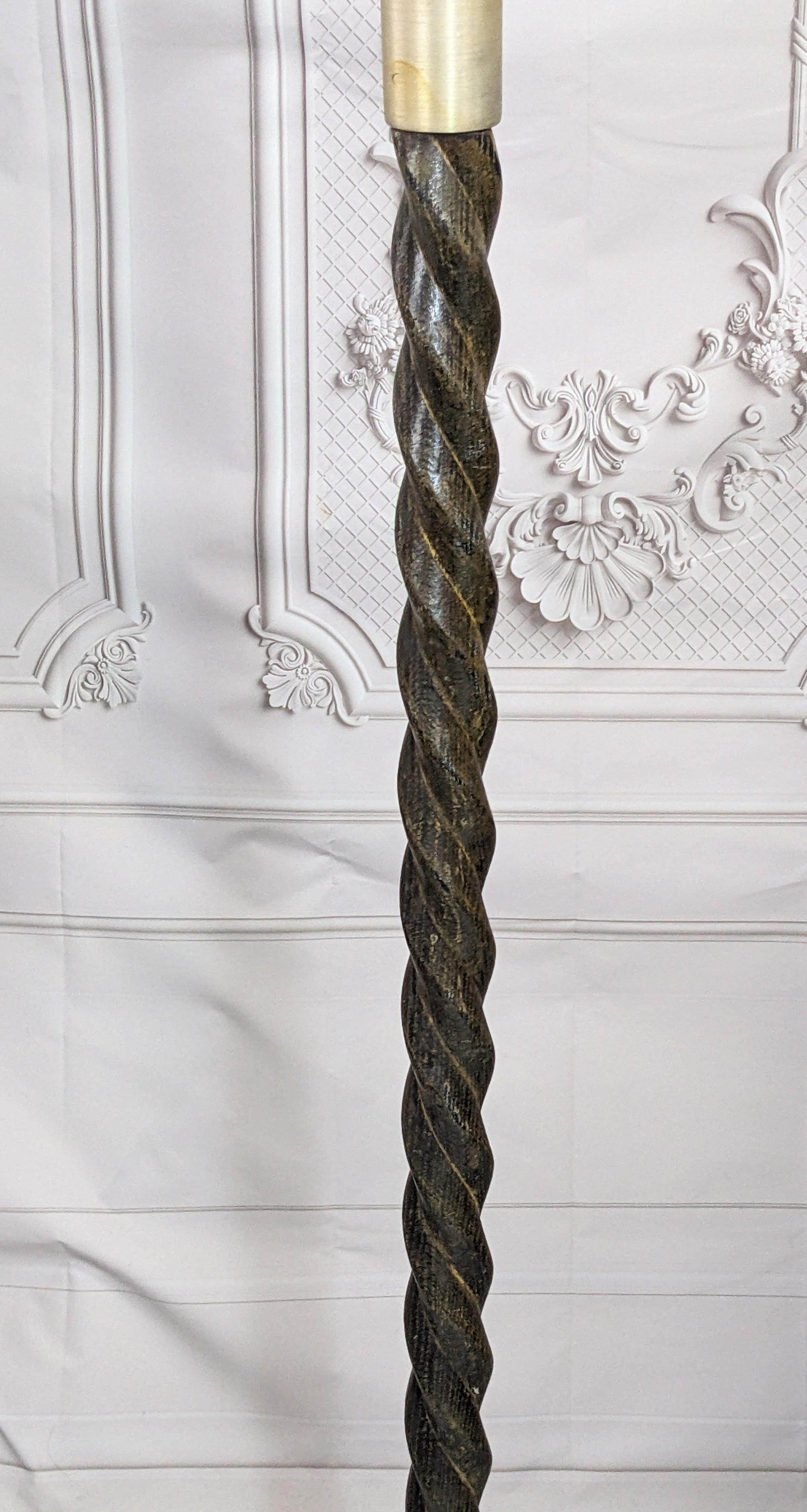 American Elegant Art Deco Evergreen Turned Wood Floor Lamp For Sale