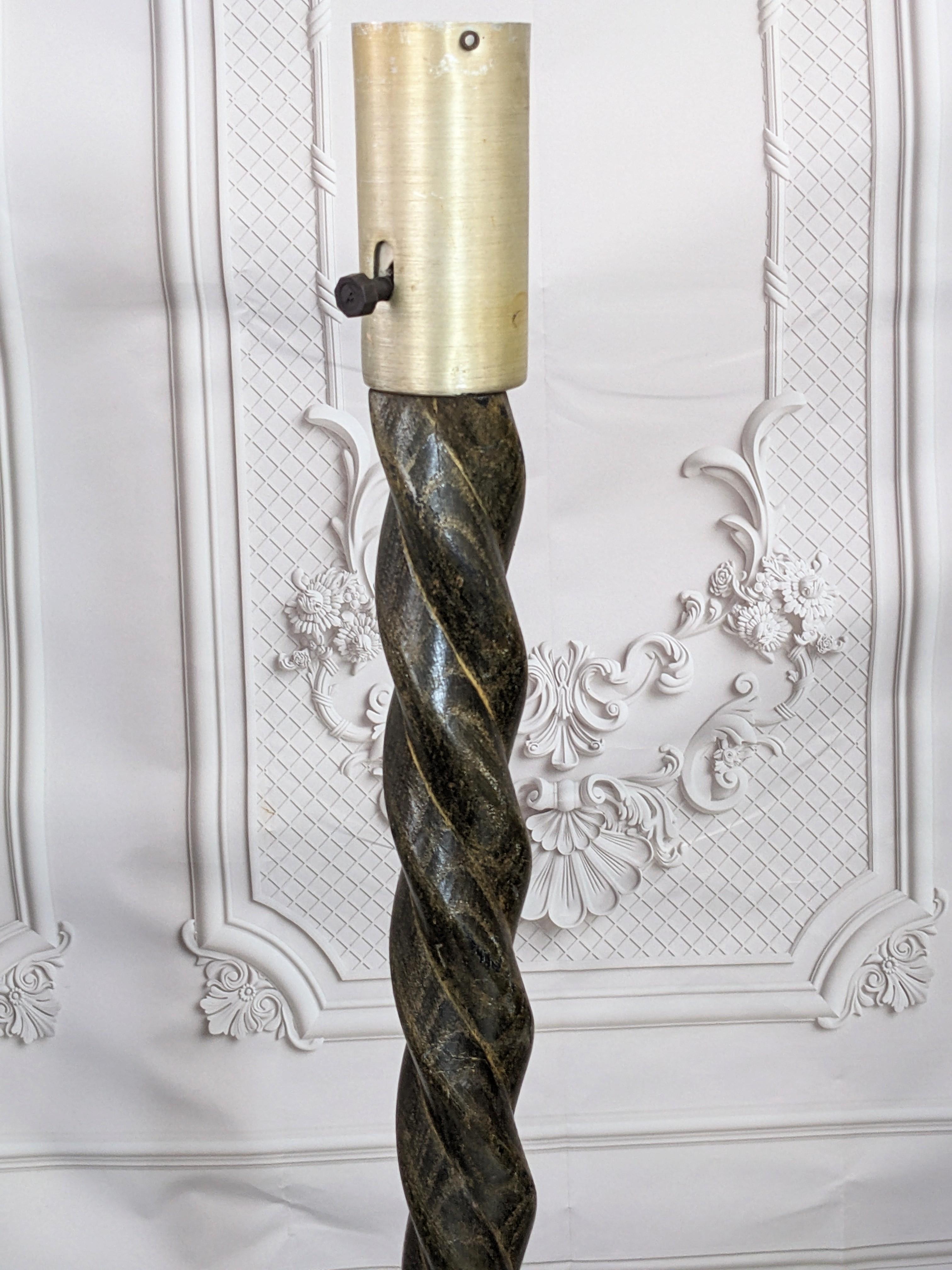Limed Elegant Art Deco Evergreen Turned Wood Floor Lamp For Sale