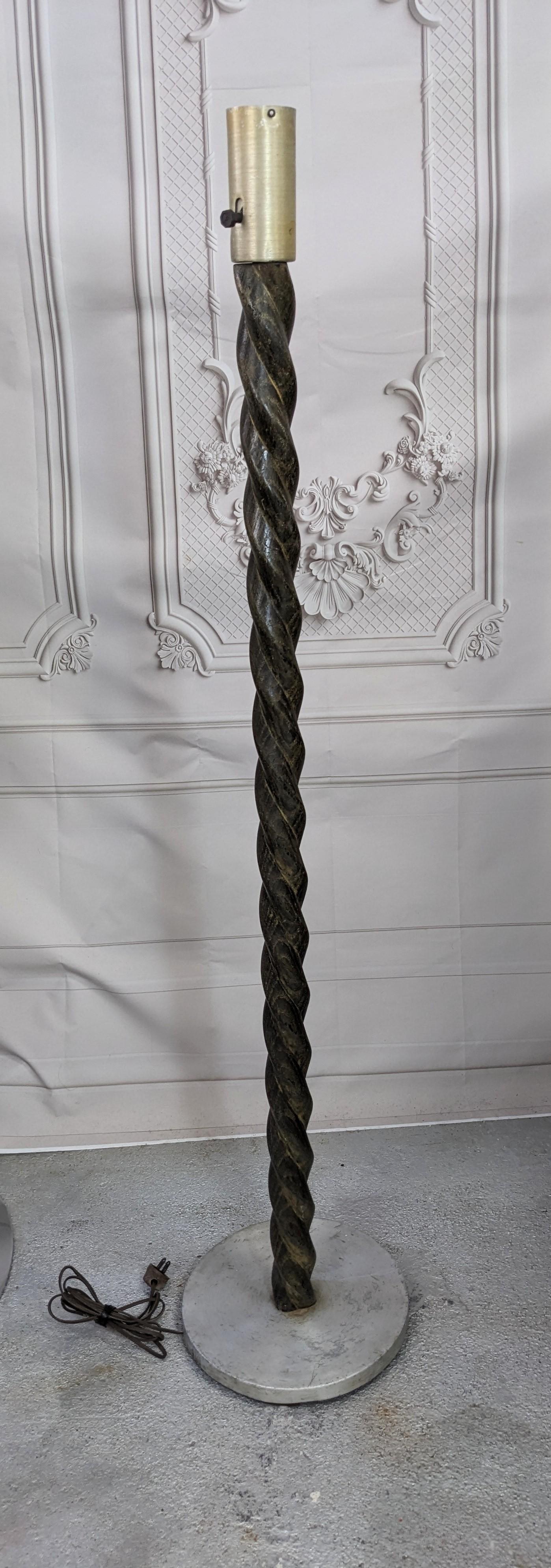 Elegant Art Deco Evergreen Turned Wood Floor Lamp In Good Condition For Sale In Riverdale, NY
