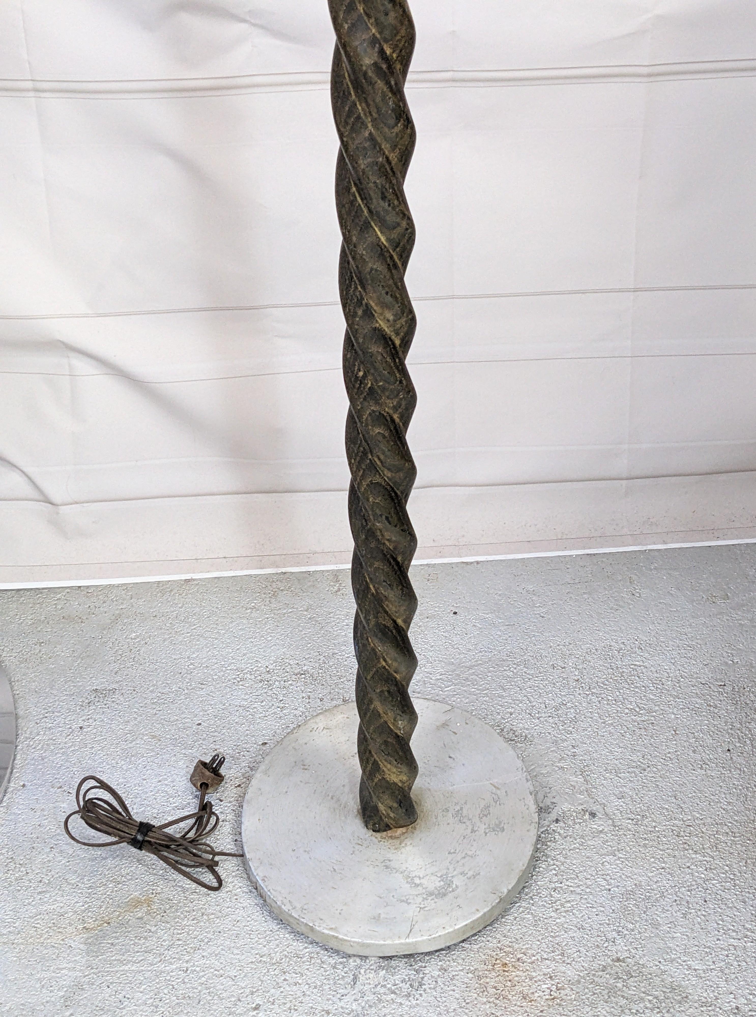 Mid-20th Century Elegant Art Deco Evergreen Turned Wood Floor Lamp For Sale