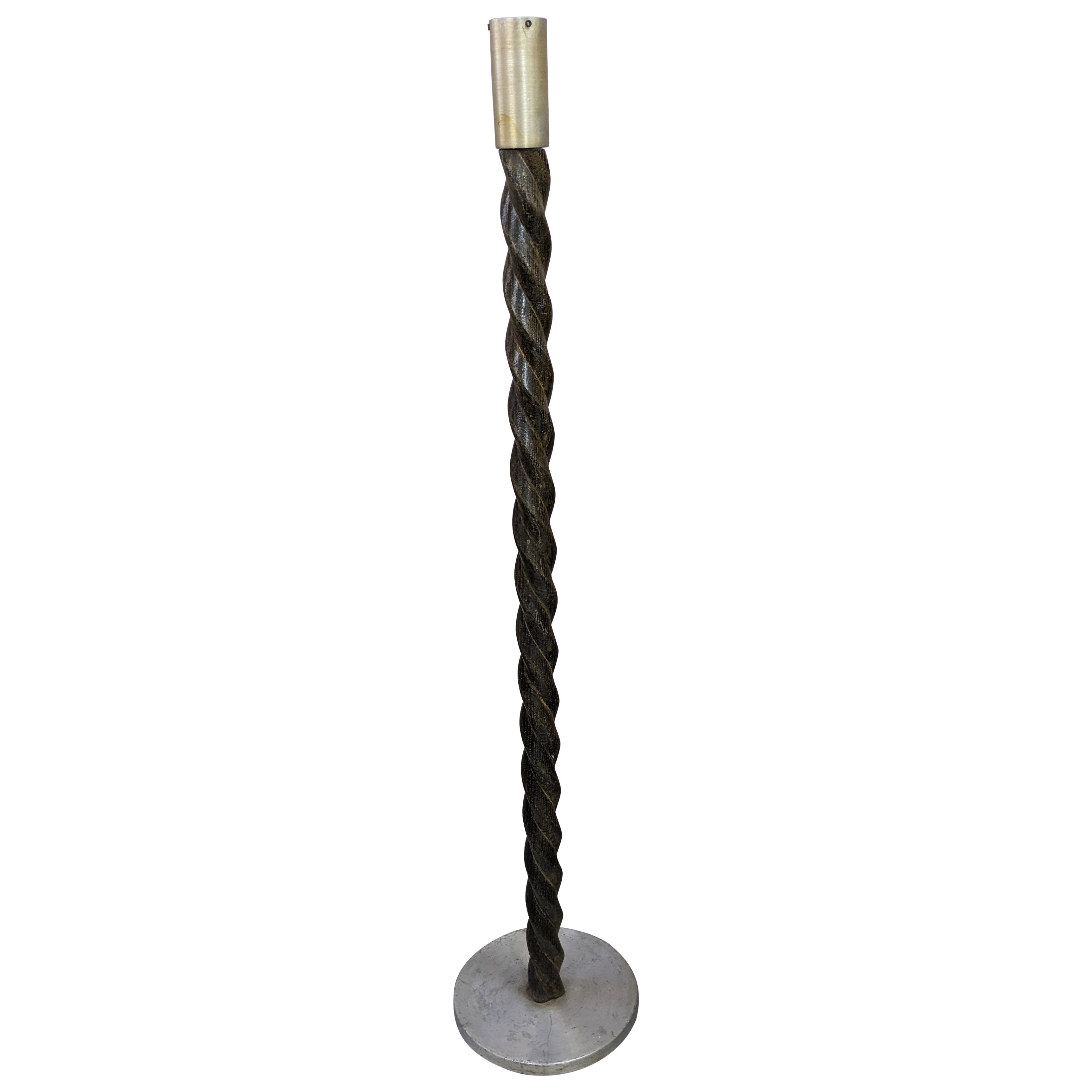 Elegant Art Deco Evergreen Turned Wood Floor Lamp For Sale