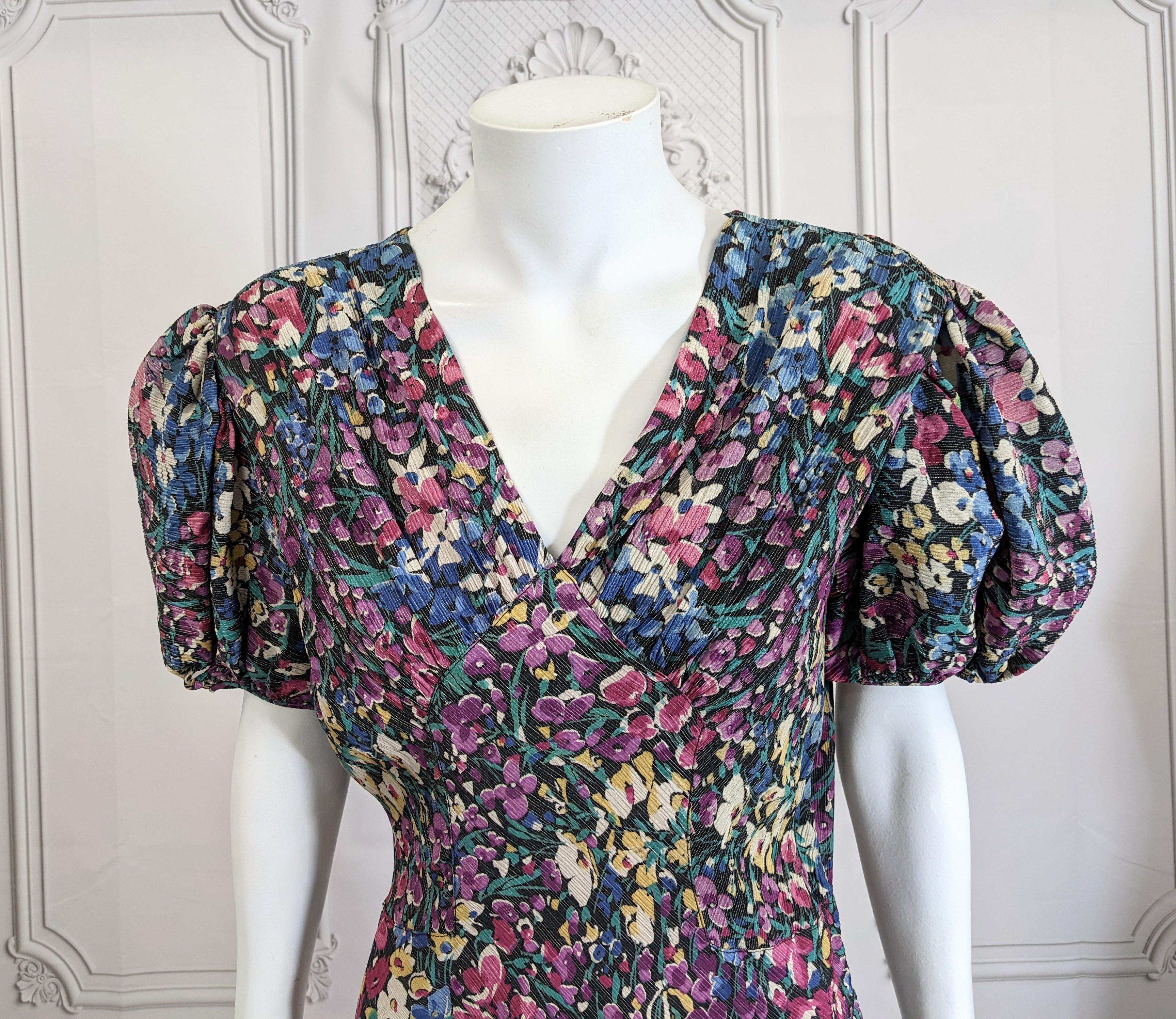 Elegant Art Deco Lame Floral Gown In Good Condition For Sale In New York, NY