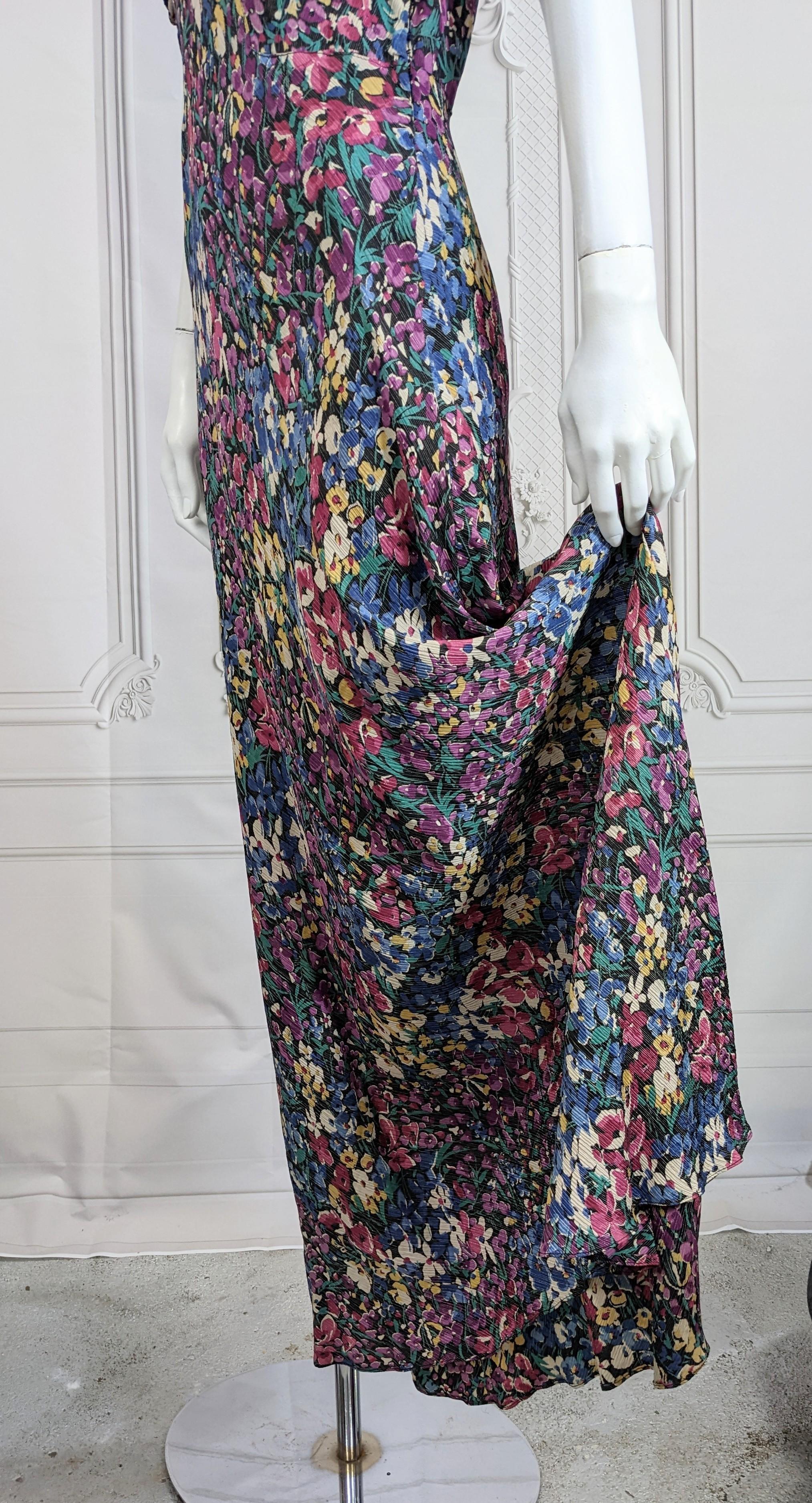 Elegant Art Deco Lame Floral Gown For Sale 2