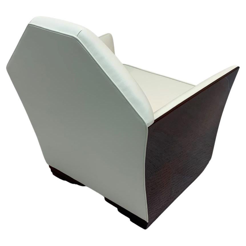 Cuir Élégante chaise longue Art déco et pouf en cuir en vente