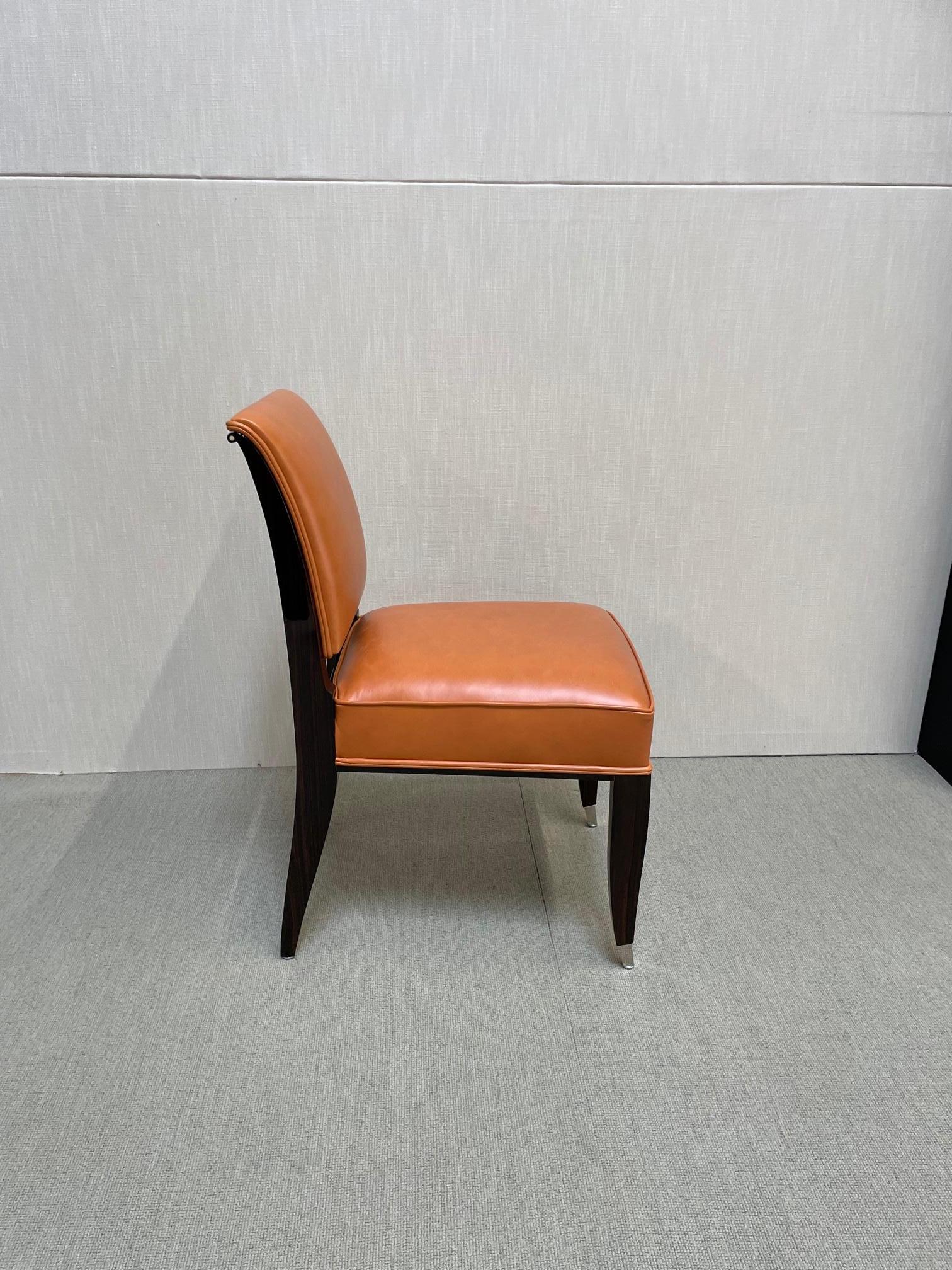 Fait main Elégante chaise Art Déco en bois de Macassar fabriquée à la main dans le style de J. E. Ruhlmann en vente
