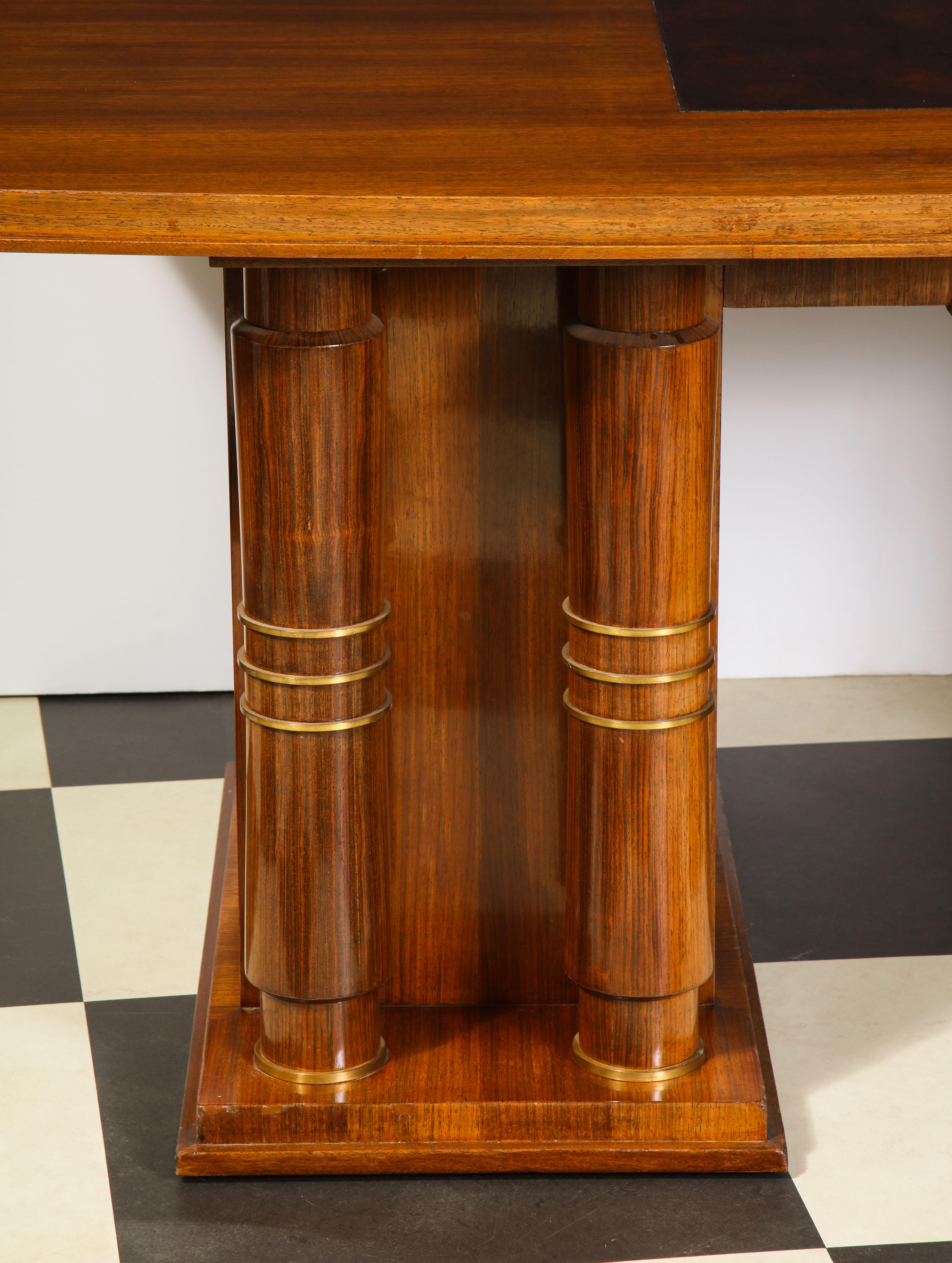 Elegant Art Deco Mahogany and Gilt Bronze Desk by Jules Leleu For Sale 5