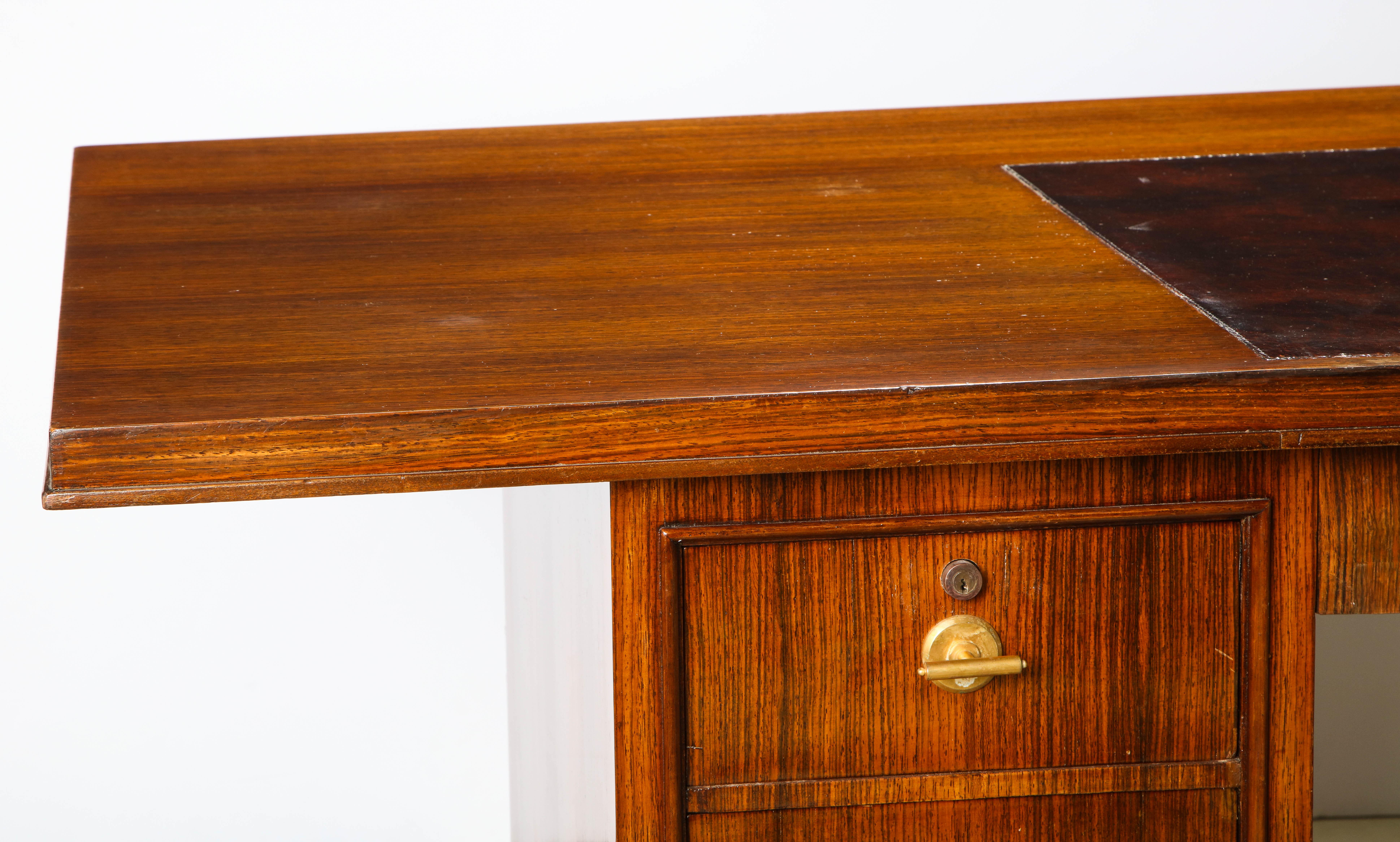 Elegant Art Deco Mahogany and Gilt Bronze Desk by Jules Leleu For Sale 11