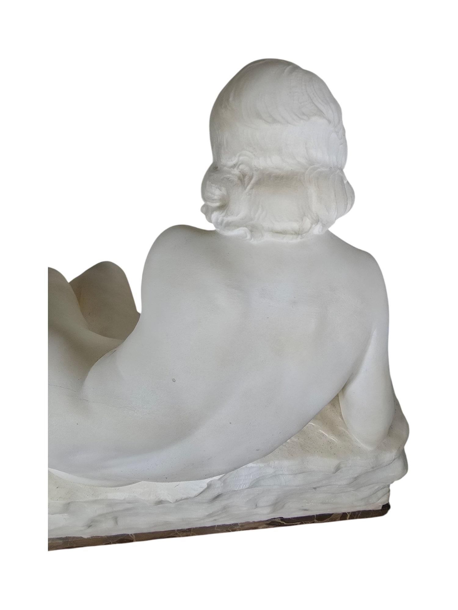 Elegante Escultura Art Decó de Mármol Firmada por L. Morelli, Florencia en venta 13