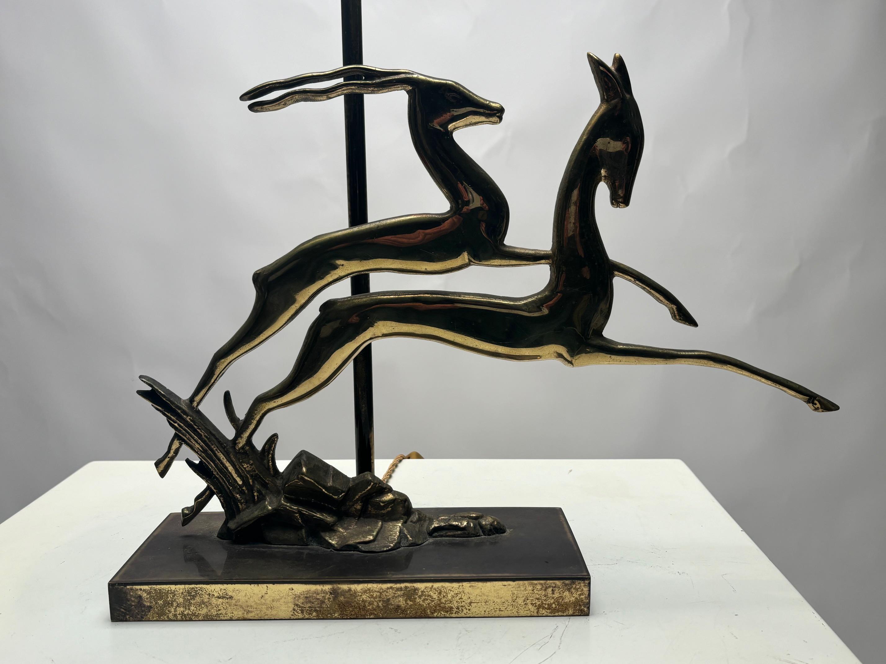 Elegant Art Deco metal table lamp, France, 1940s For Sale 2