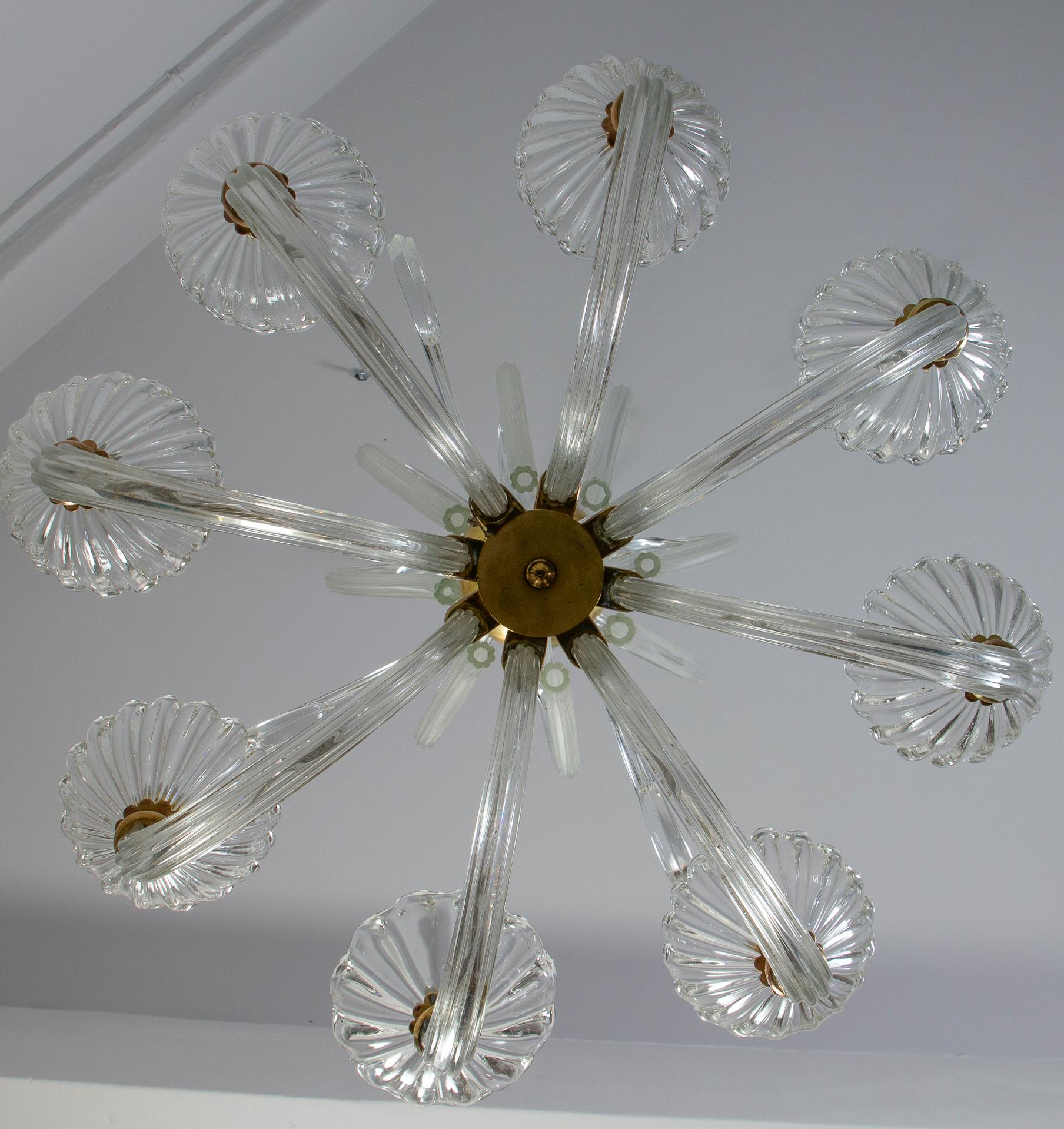 Elegant  Art Deco Murano Glass Chandelier by Ercole Barovier 1940' For Sale 10