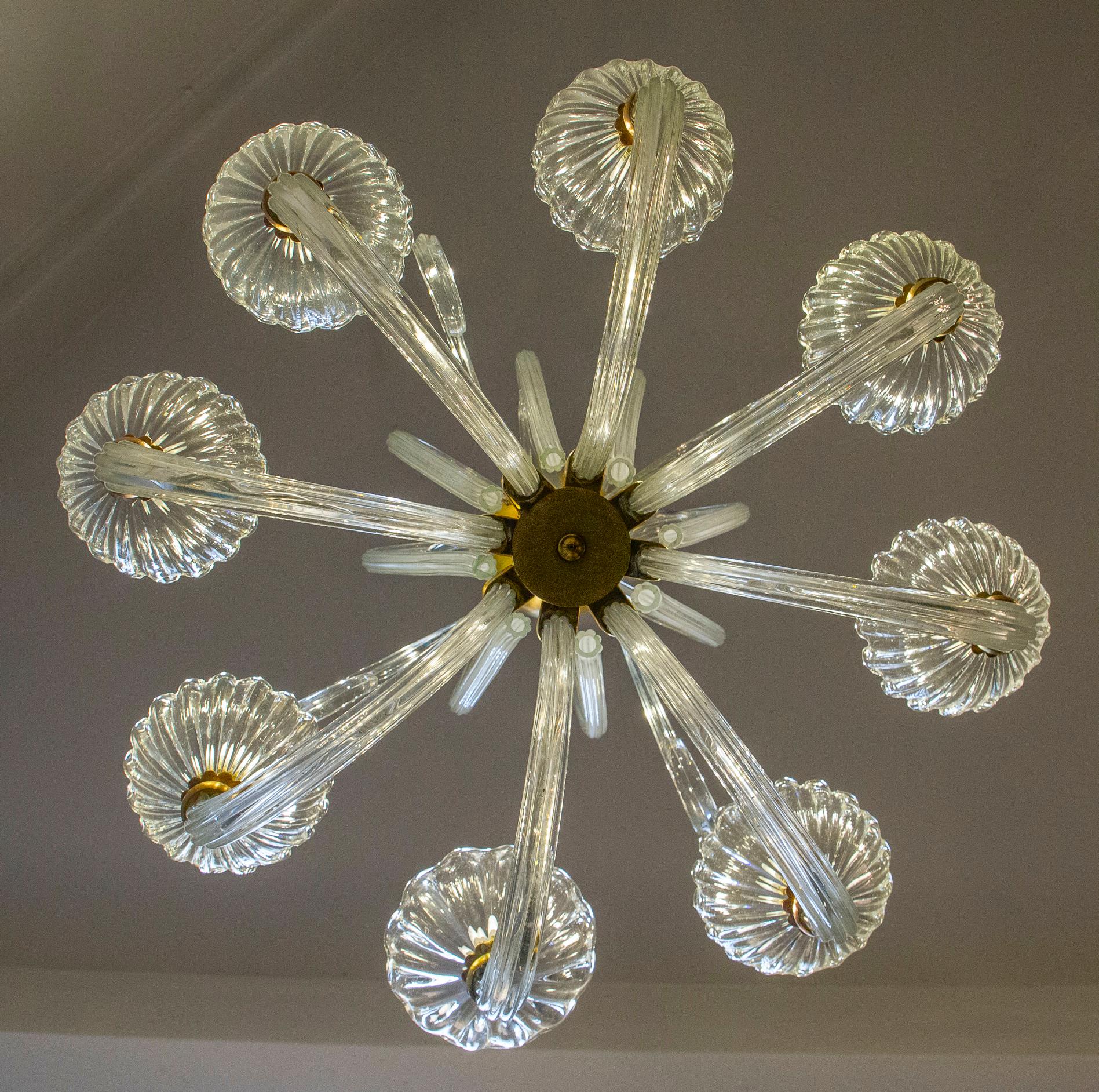Elegant  Art Deco Murano Glass Chandelier by Ercole Barovier 1940' For Sale 2