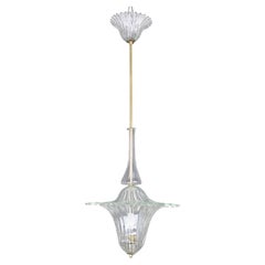 Elegant Art Decò Murano Glass Lantern by Barovier e Toso Pendant Light, 1950