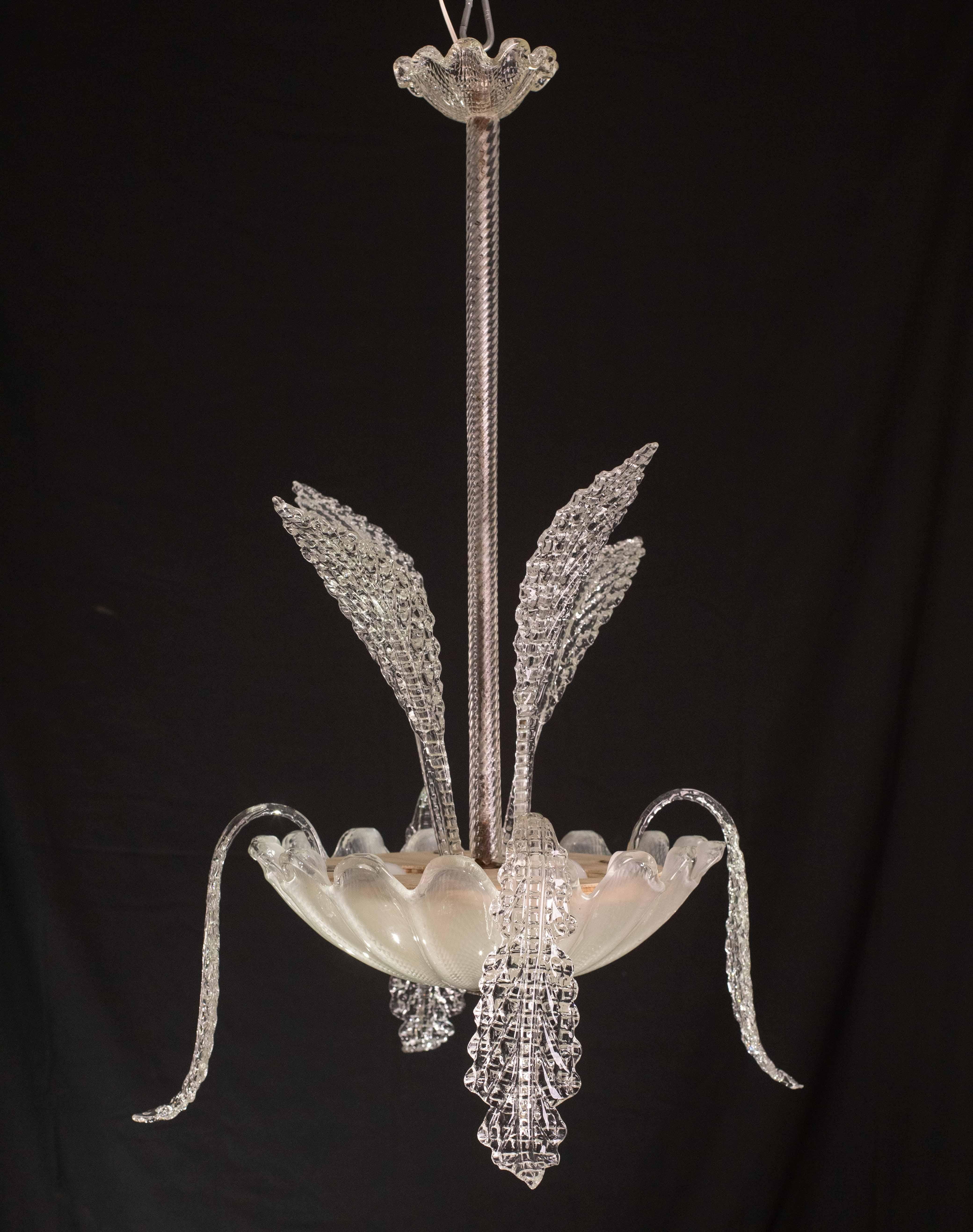 Art Deco Elegant Art Decò Murano Glass Leaves, 1950s For Sale
