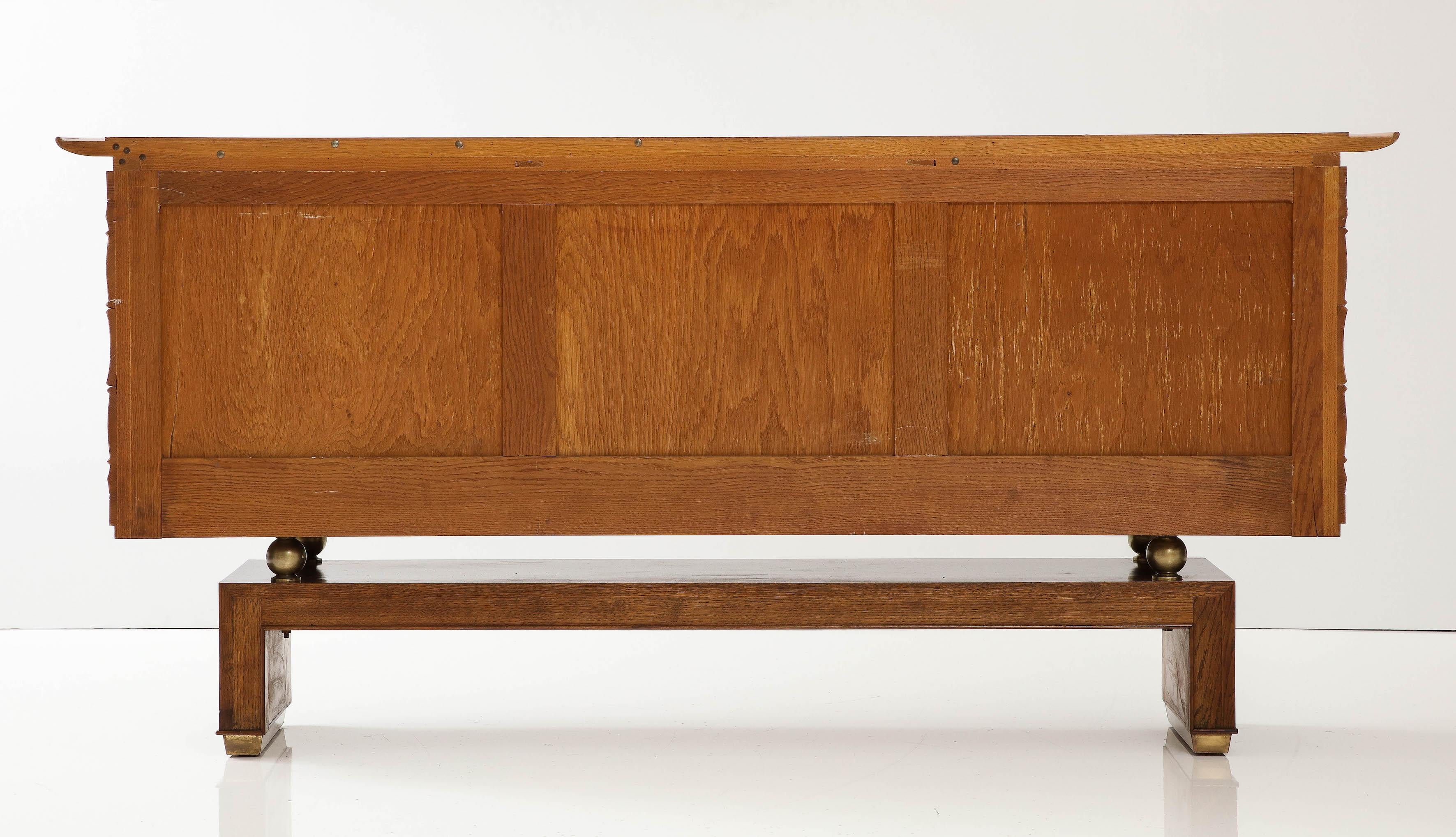 Elegant  Art Deco Oak And Walnut Buffet by Maxime  Old For Sale 11